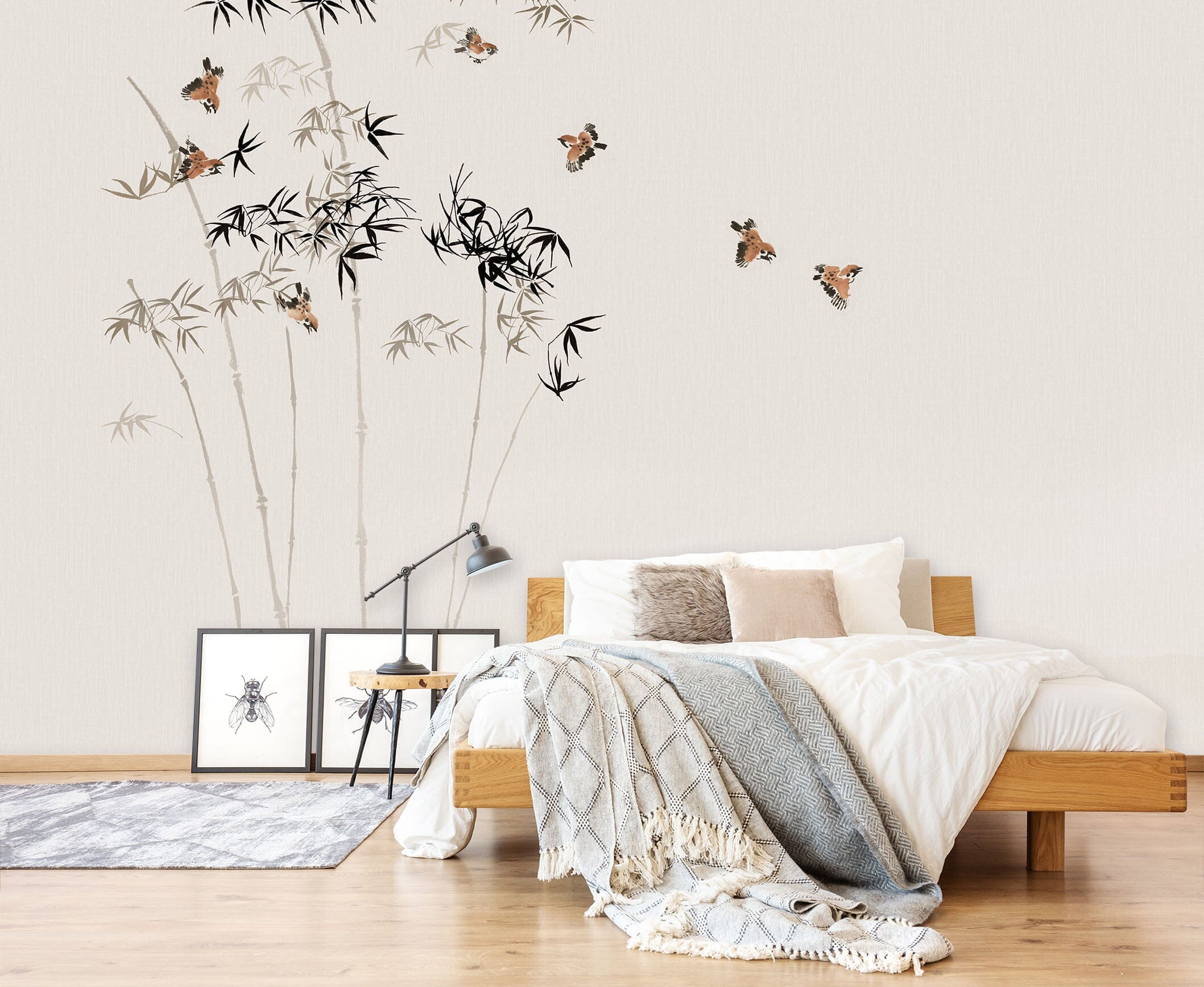 3D Bamboo Forest Flying Bird 1626 Wall Murals Wallpaper AJ Wallpaper 2