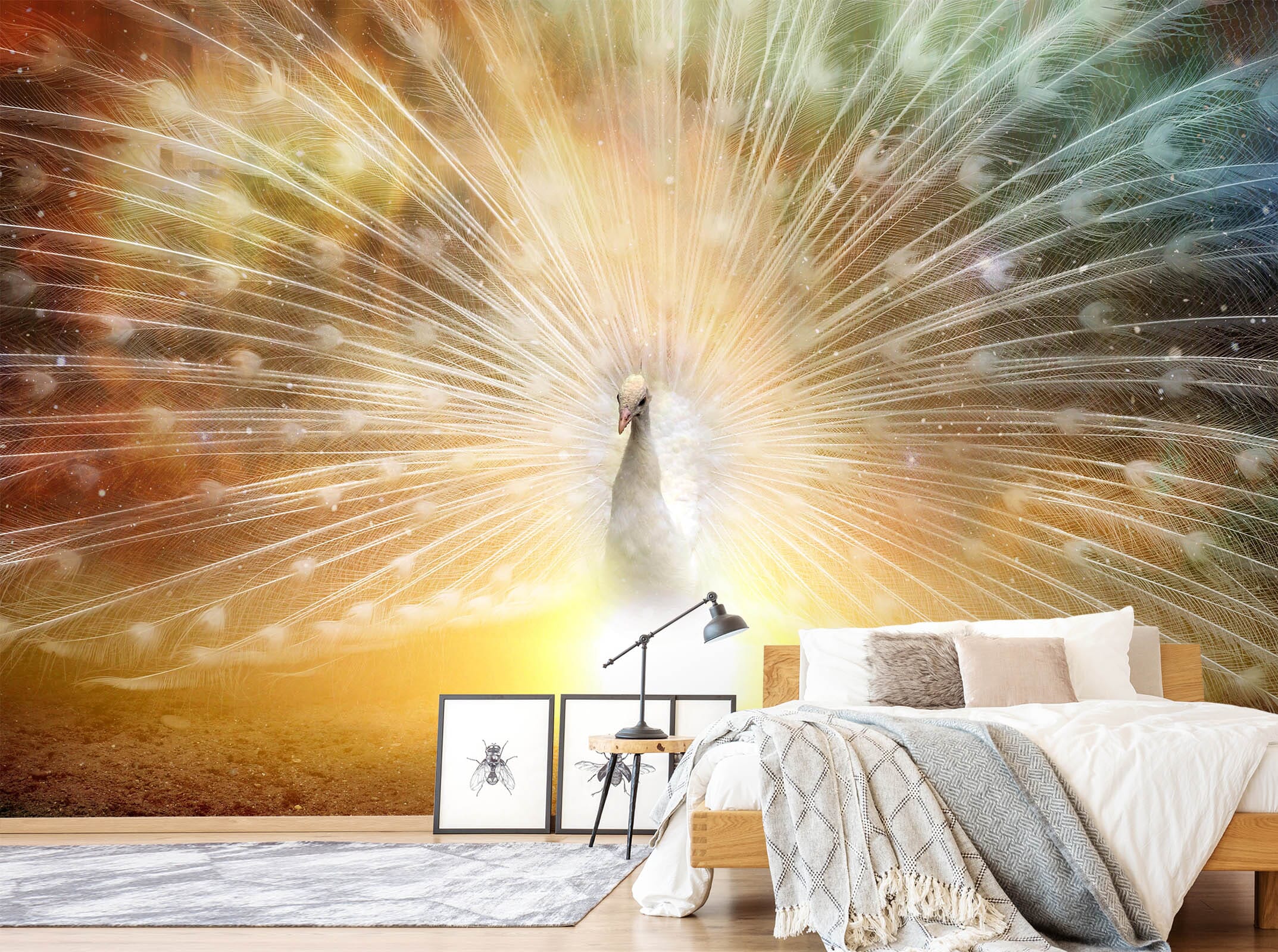 3D Sunshine Peacock 418 Wall Murals Wallpaper AJ Wallpaper 2