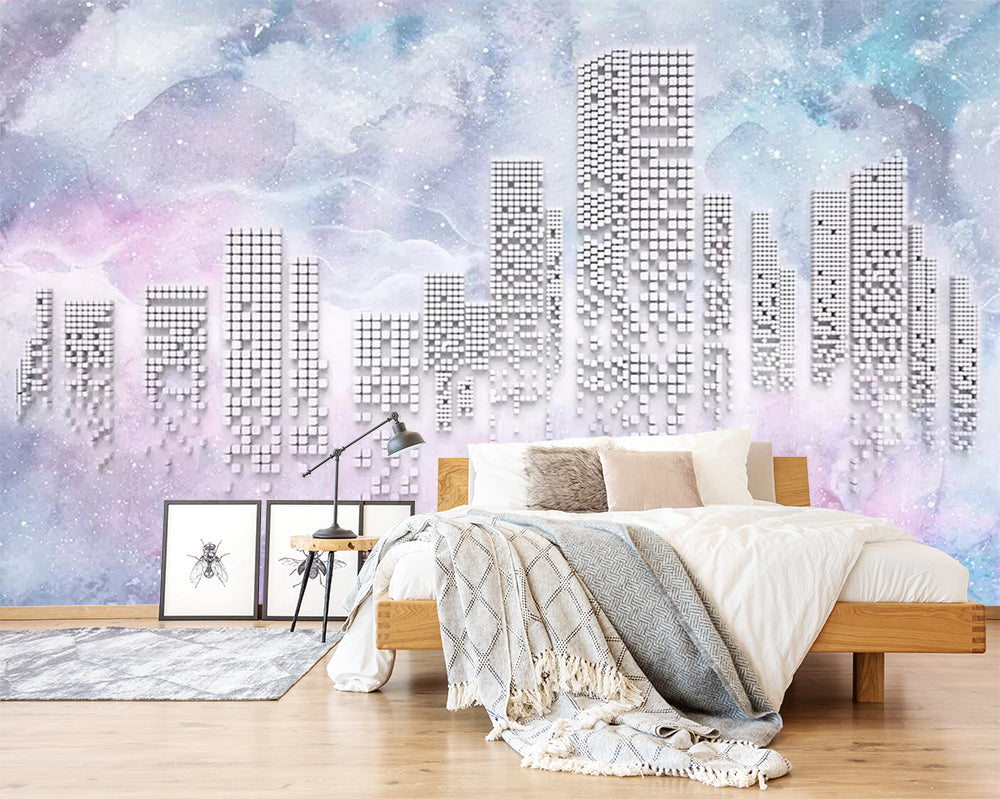 3D White Square WC587 Wall Murals