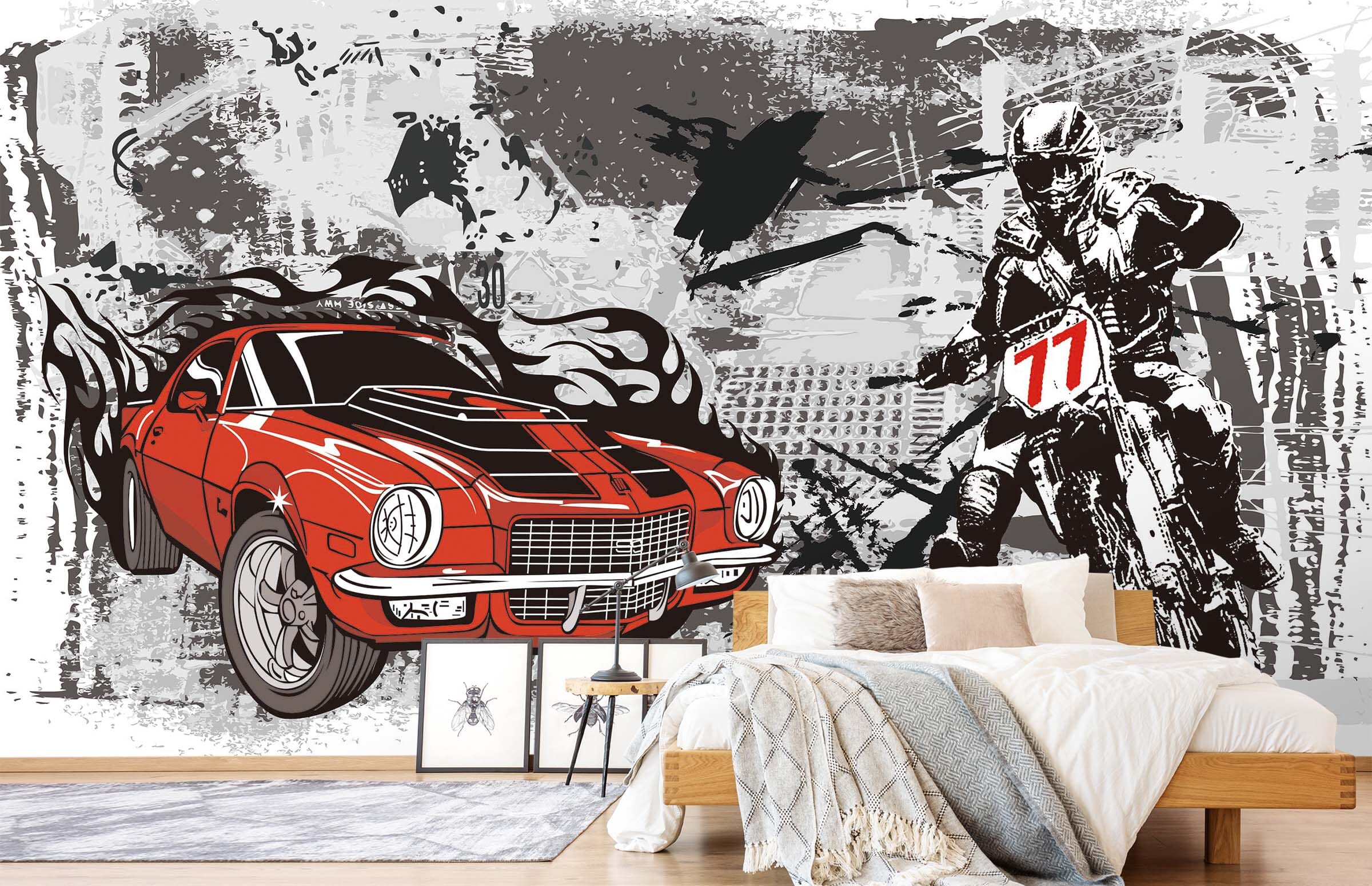 3D Hand Painted Motorcycle 062 Wall Murals Wallpaper AJ Wallpaper 2