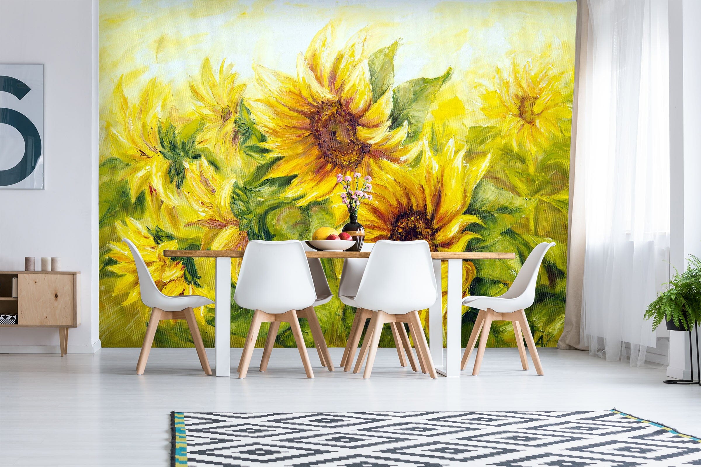 3D Oil Painting Sunflower 144 Wall Murals Wallpaper AJ Wallpaper 2