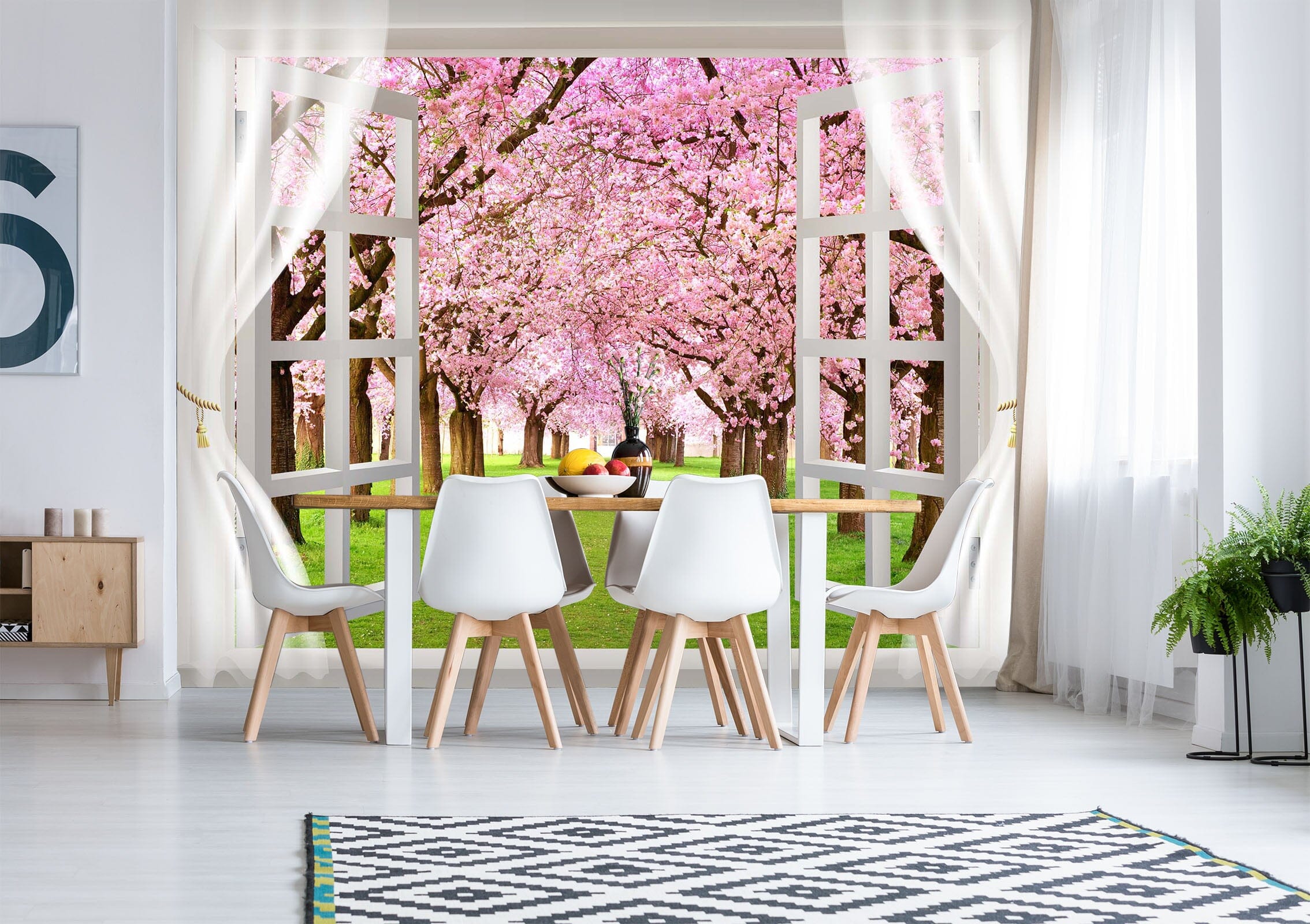 3D Window Cherry Forest 131 Wall Murals Wallpaper AJ Wallpaper 2