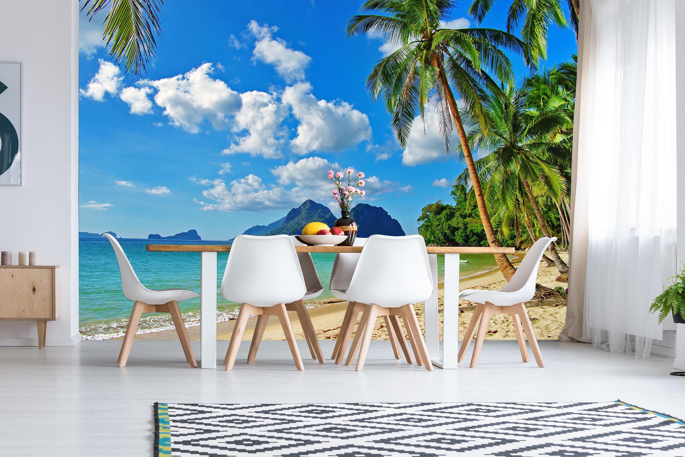 3D Coconut Tree Seaside Beach 028 Wall Murals Wallpaper AJ Wallpaper 2