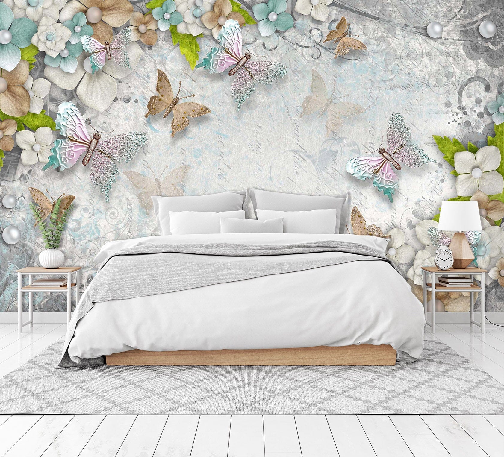3D Butterfly Flower 1602 Wall Murals Wallpaper AJ Wallpaper 2