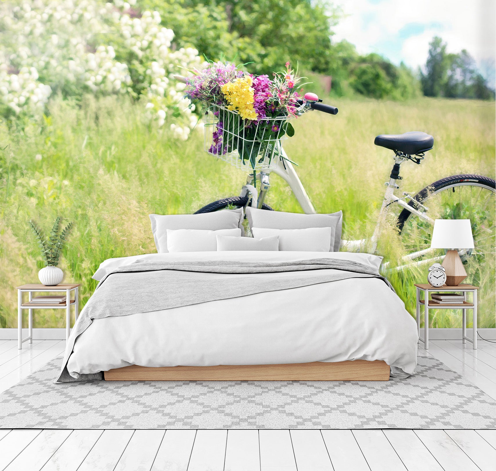3D Flower Plant Bicycle 078 Vehicle Wall Murals