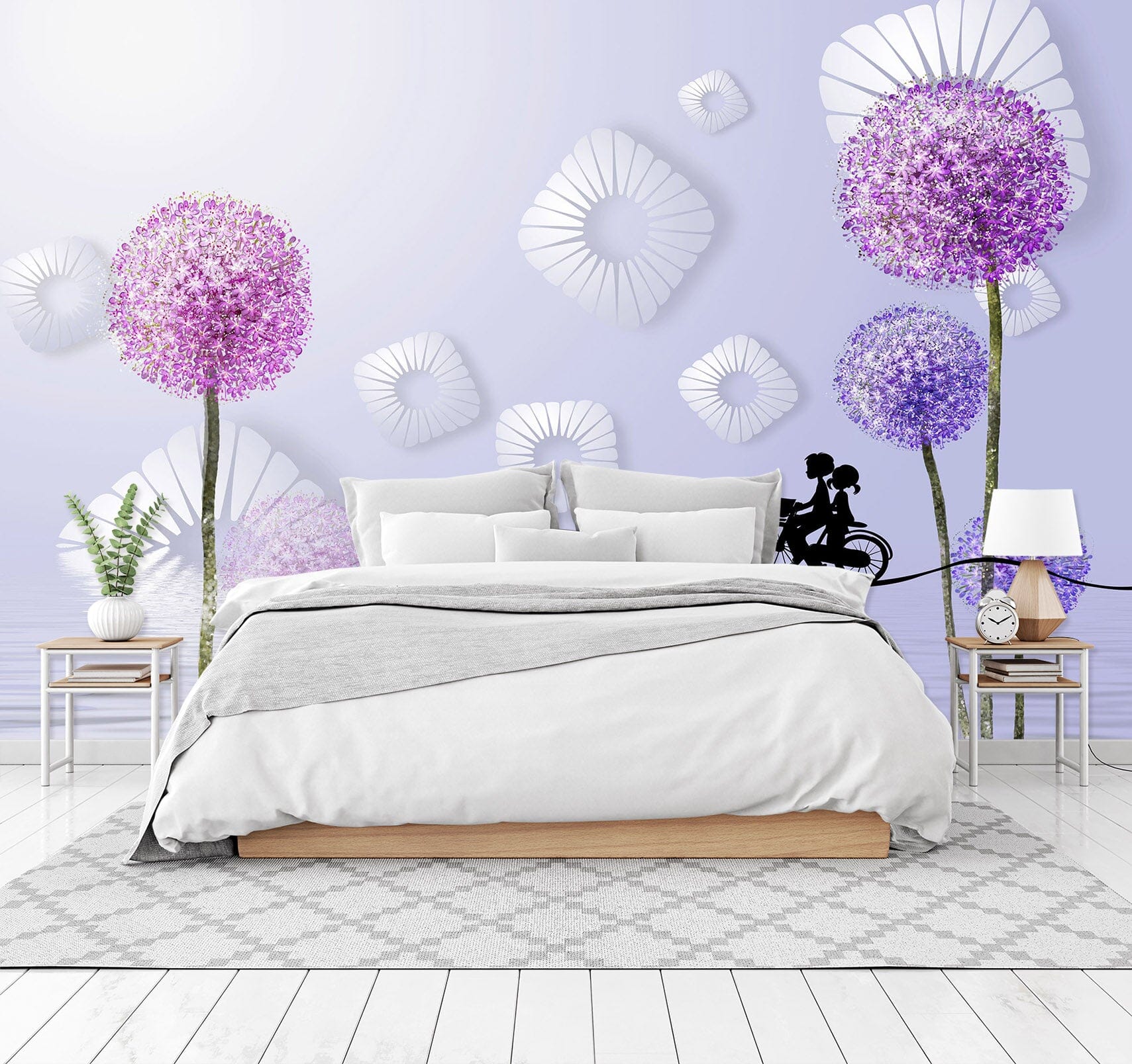 3D Purple Dandelion 1542 Wall Murals Wallpaper AJ Wallpaper 2