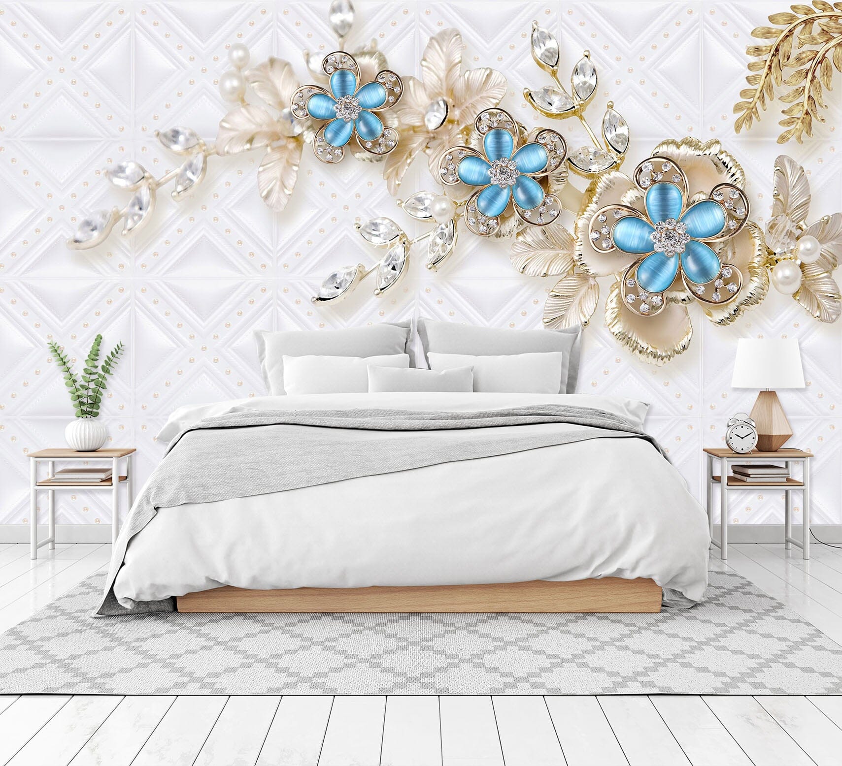 3D Golden Flowers 1452 Wall Murals Wallpaper AJ Wallpaper 2
