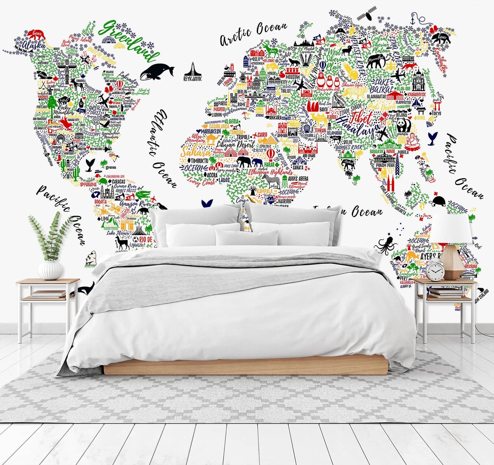 3D Cute Animal 2104 World Map Wall Murals Wallpaper AJ Wallpaper 2