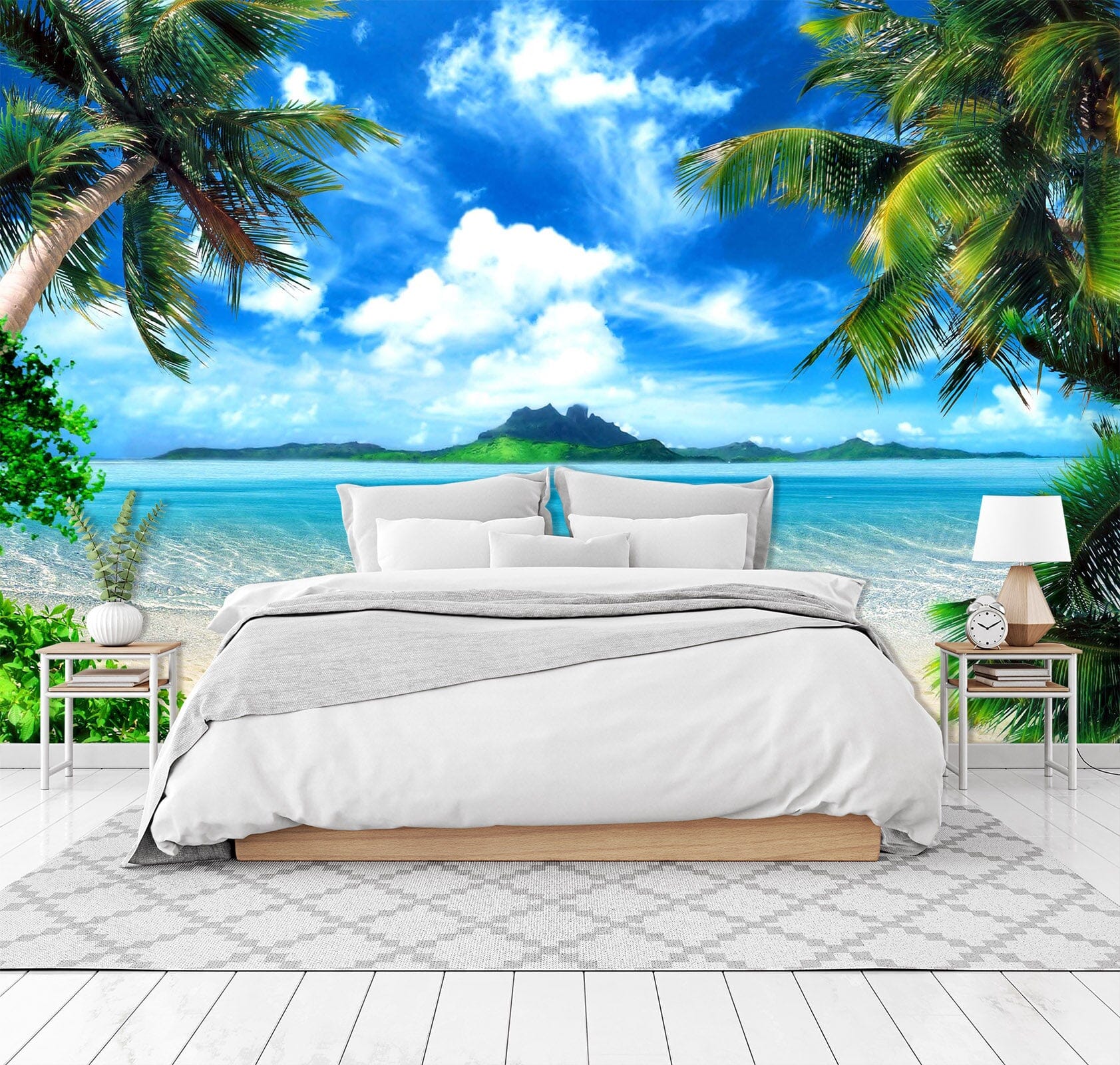 3D Coconut Tree Beach 1704 Wall Murals Wallpaper AJ Wallpaper 2