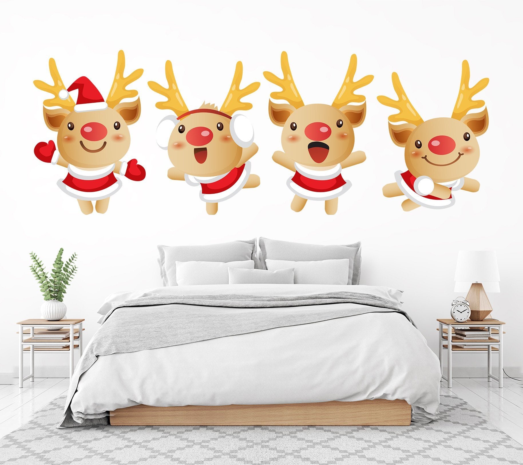 3D Cute Red Nose Deer 45 Wall Stickers Wallpaper AJ Wallpaper