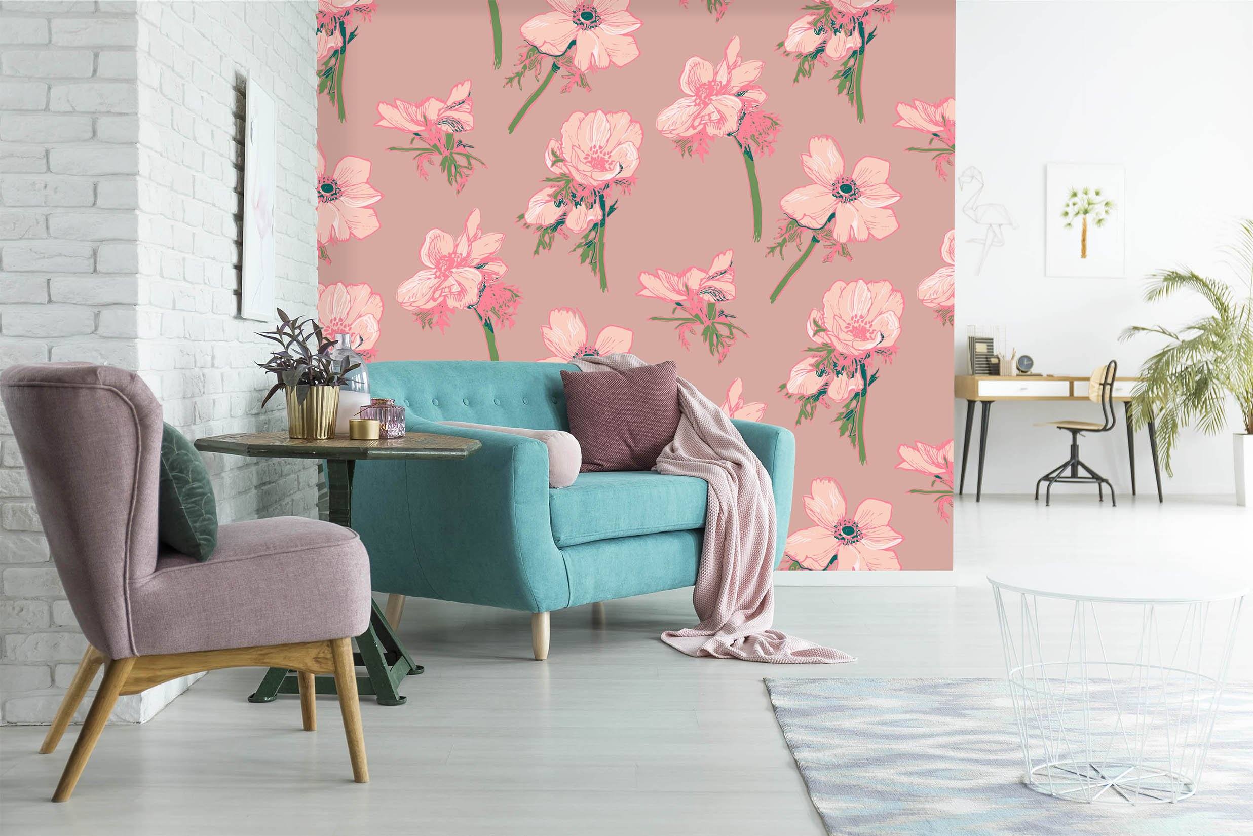 3D Scattered Flower Pattern 030 Wallpaper AJ Wallpaper