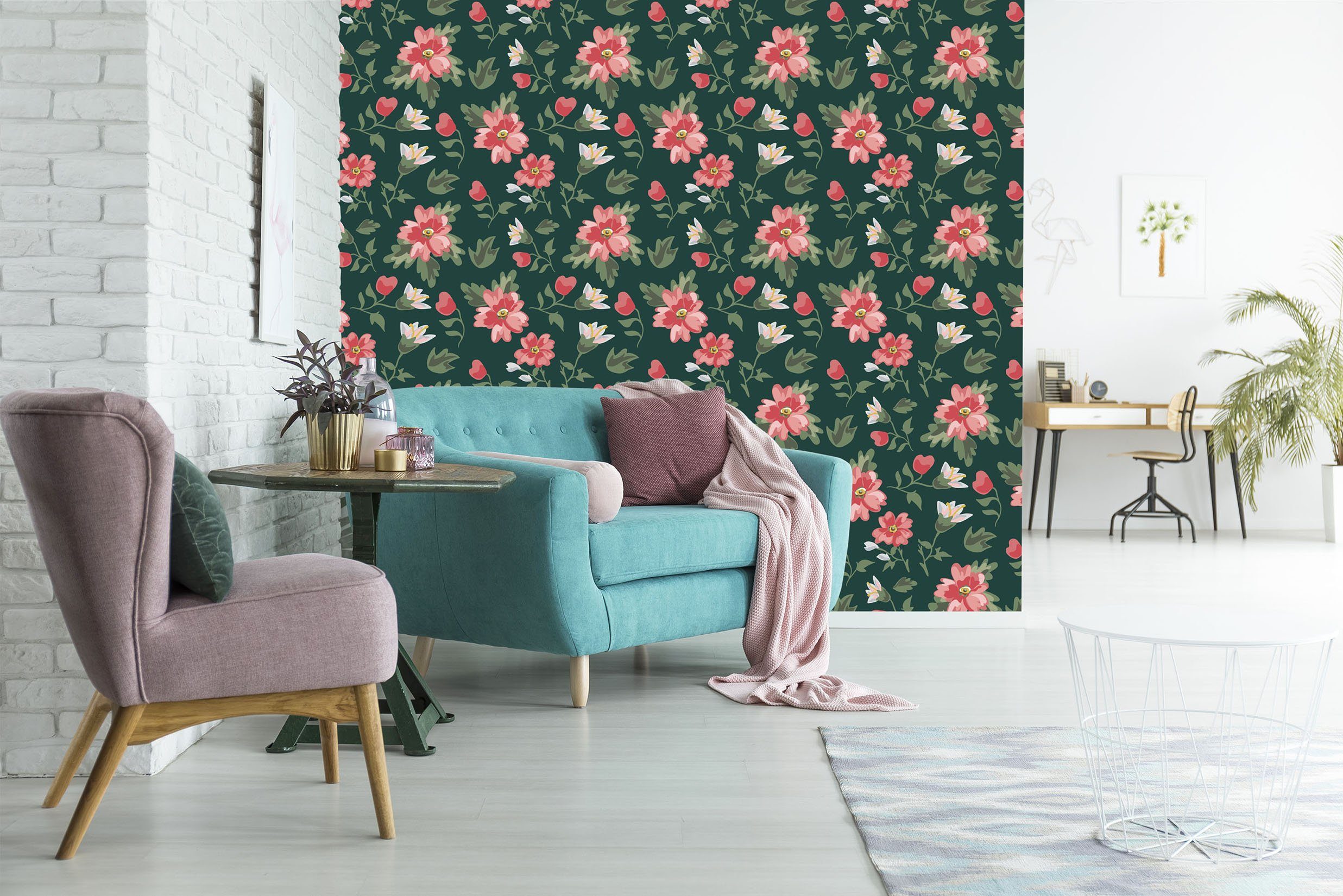 3D Elegant Flowers Pattern 049 Wallpaper AJ Wallpaper