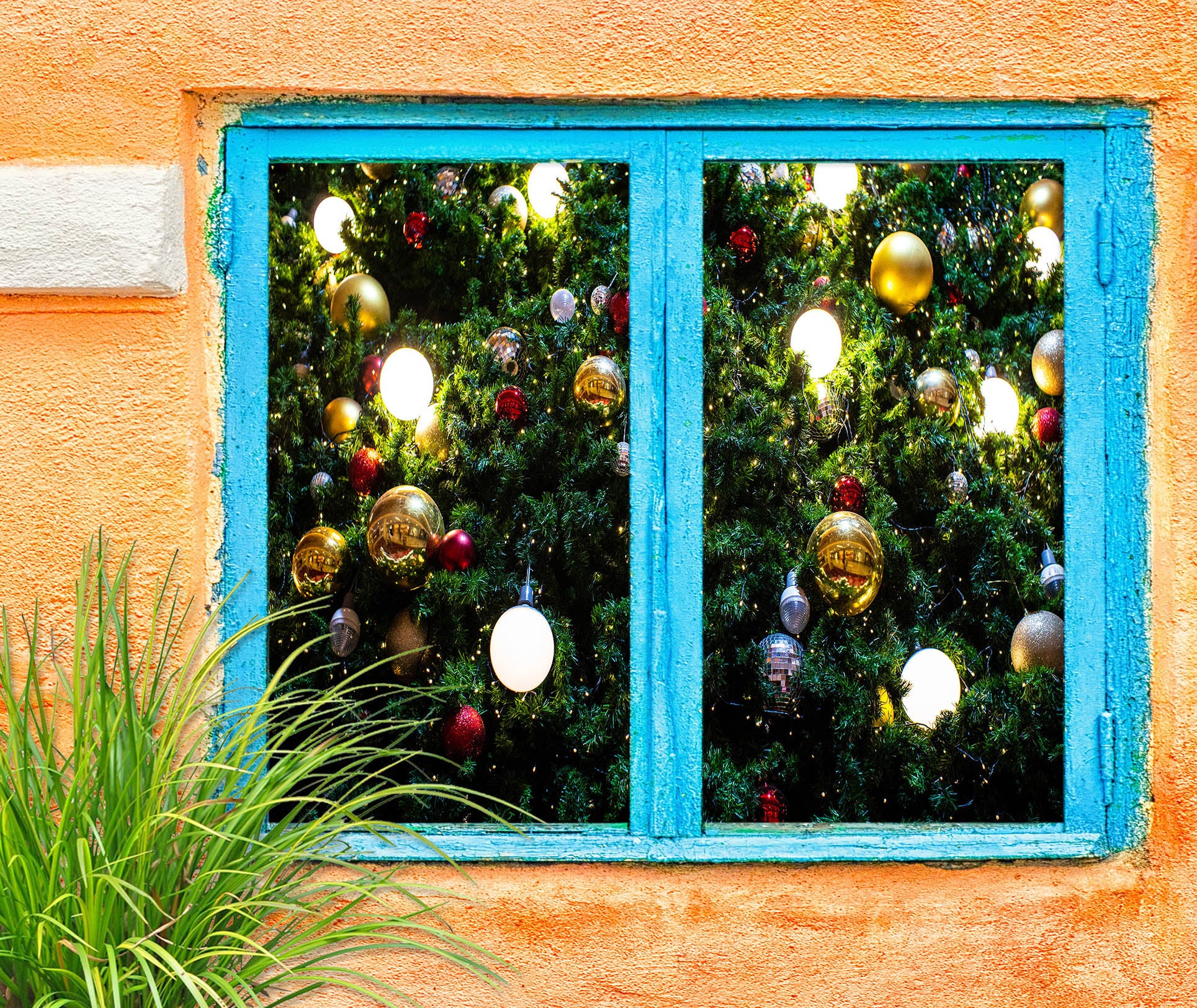 3D Ball Pendant 43046 Christmas Window Film Print Sticker Cling Stained Glass Xmas