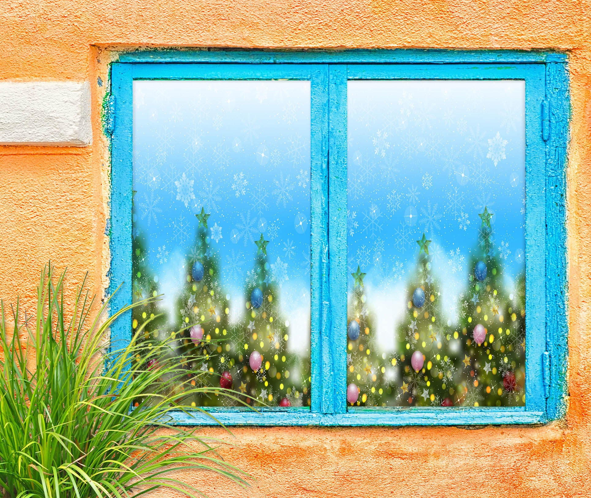 3D Christmas Tree 43132 Christmas Window Film Print Sticker Cling Stained Glass Xmas