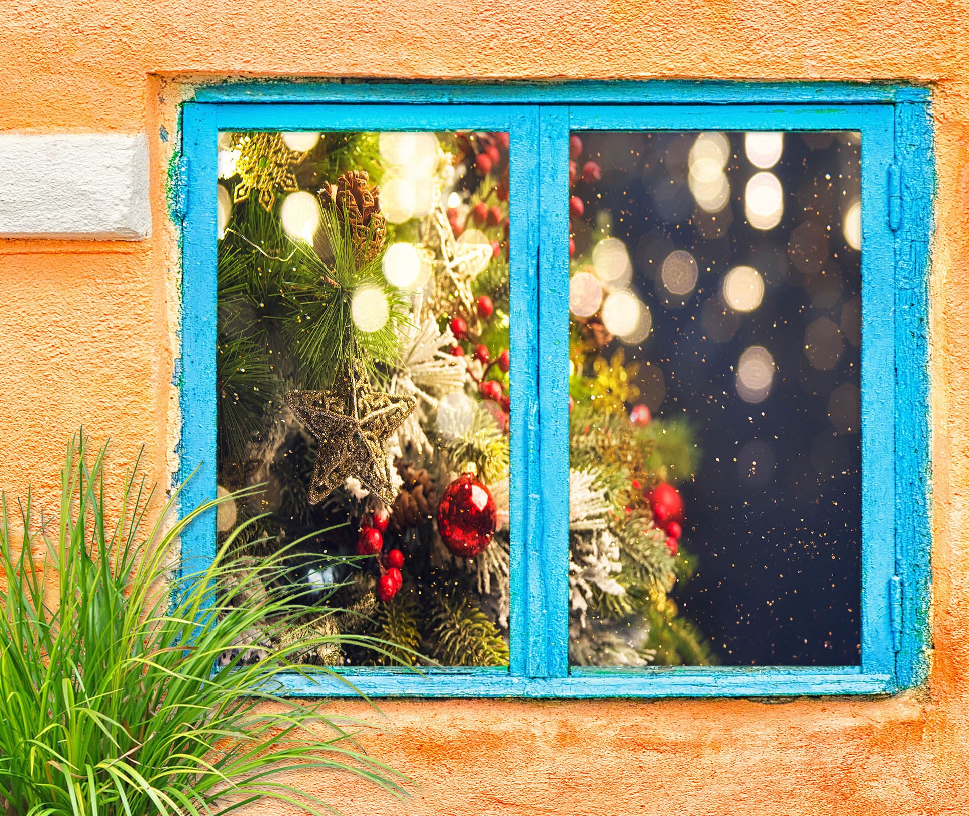 3D Christmas Tree 43147 Christmas Window Film Print Sticker Cling Stained Glass Xmas