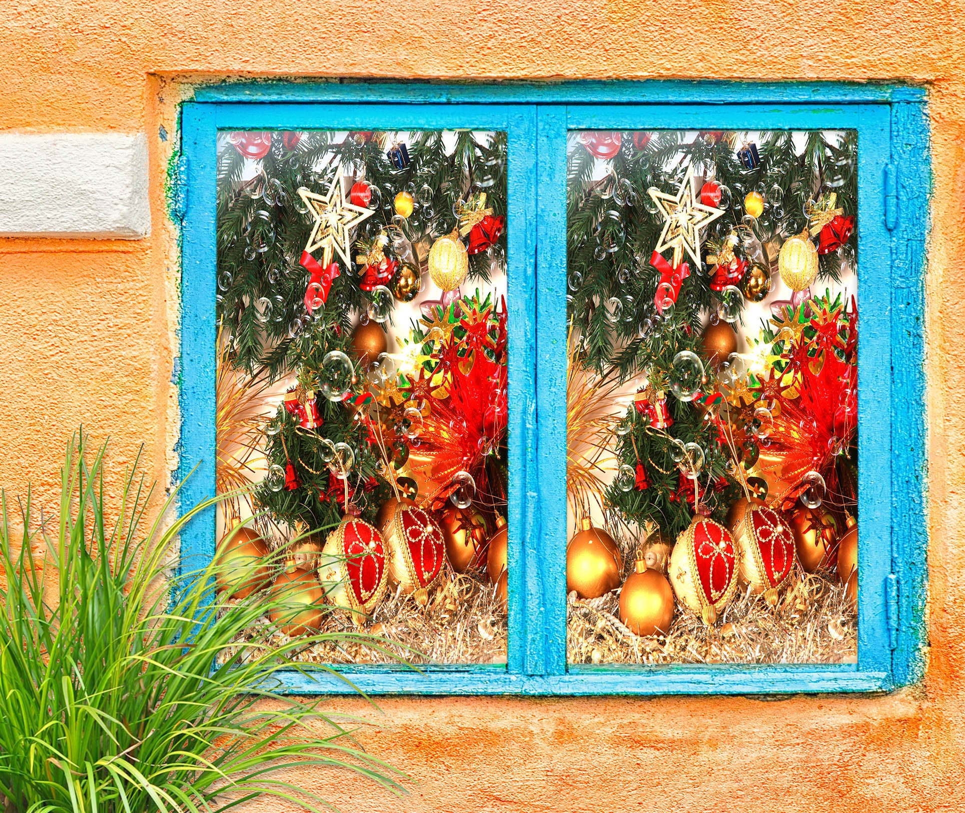 3D Christmas Ball Pendant 42189 Christmas Window Film Print Sticker Cling Stained Glass Xmas