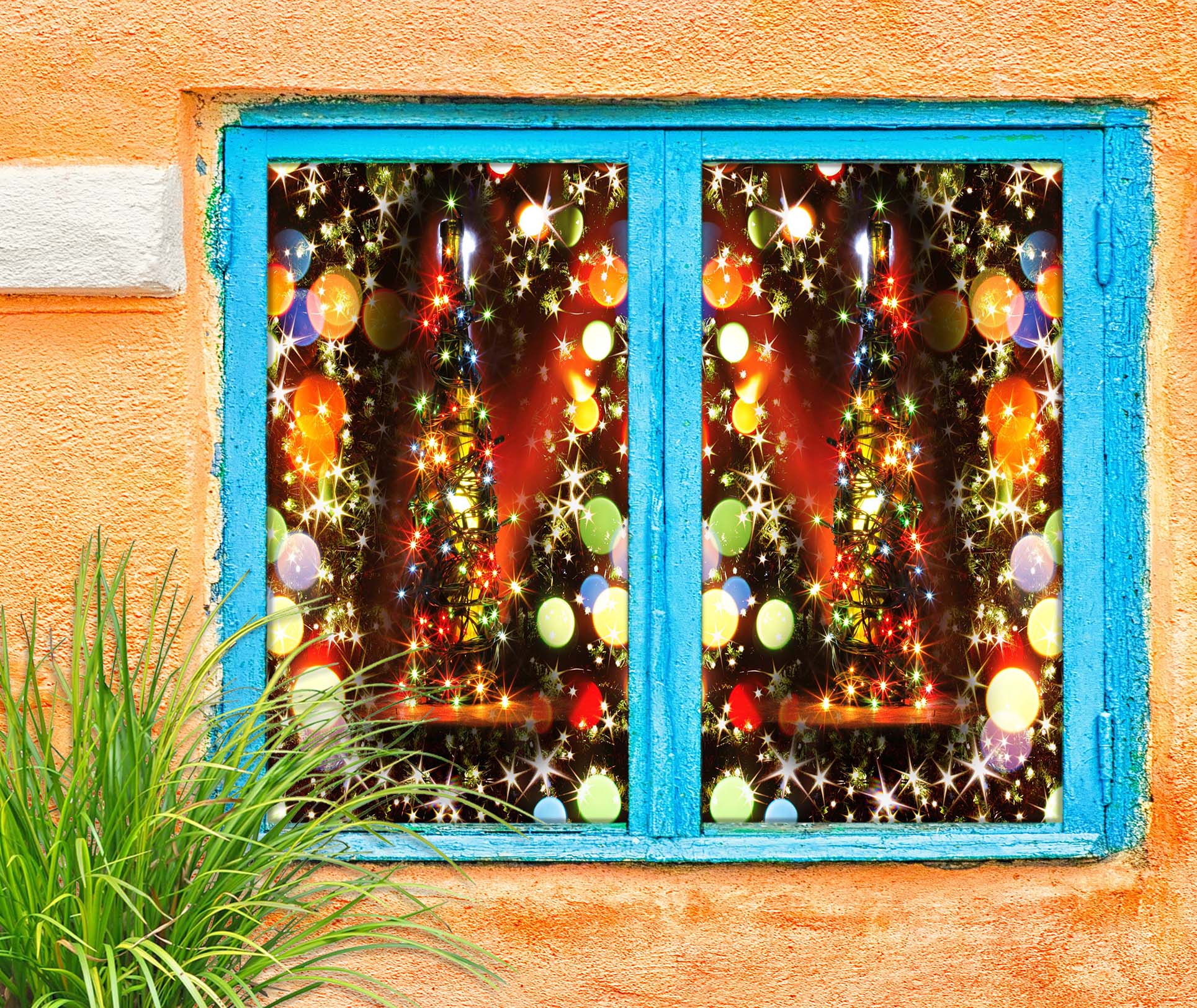 3D Color Light Shadow 42158 Christmas Window Film Print Sticker Cling Stained Glass Xmas
