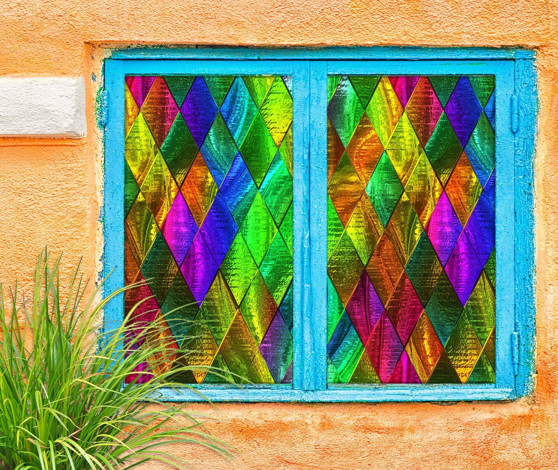 3D Green Diamond 221 Window Film Print Sticker Cling Stained Glass UV Block Wallpaper AJ Wallpaper 2