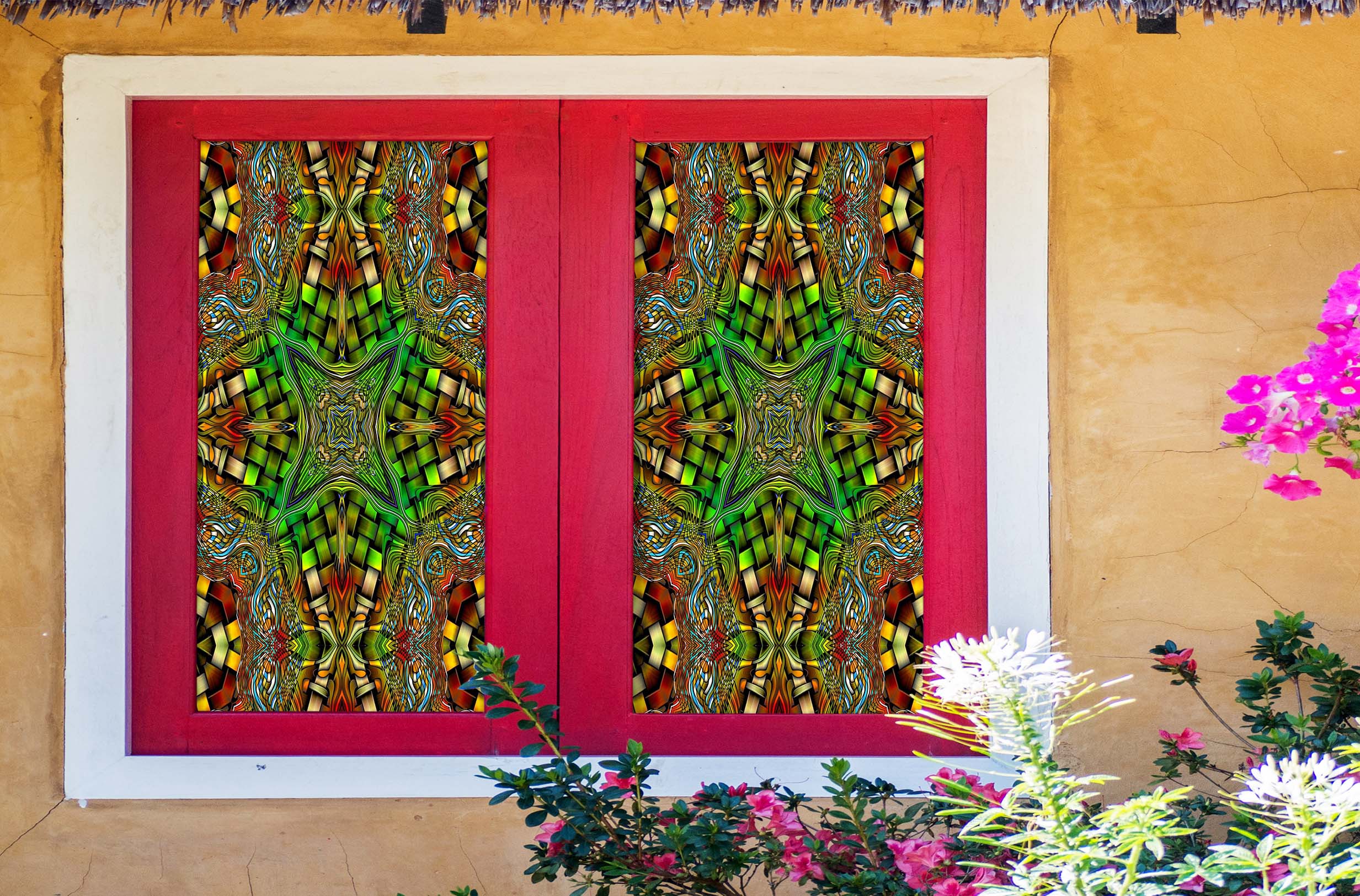 3D Star Flower 047 Window Film Print Sticker Cling Stained Glass UV Block