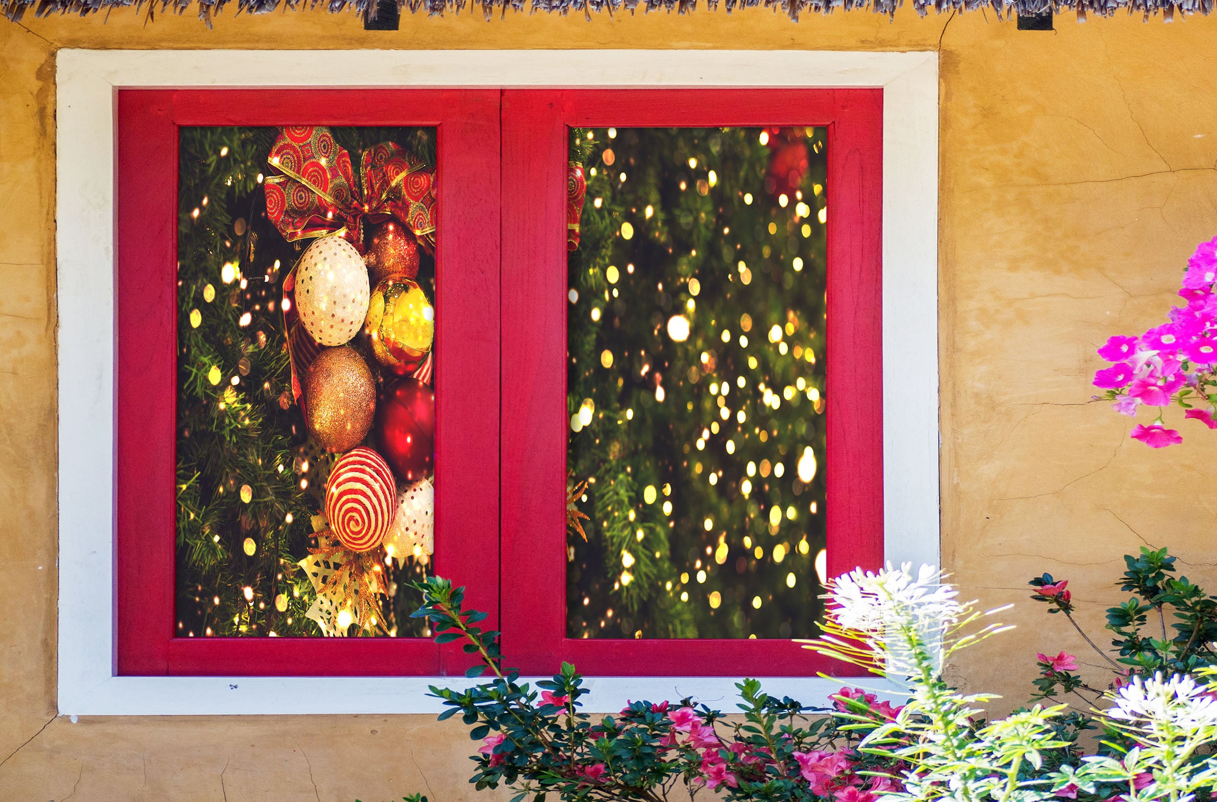 3D Colored Balls Light Spot 42148 Christmas Window Film Print Sticker Cling Stained Glass Xmas