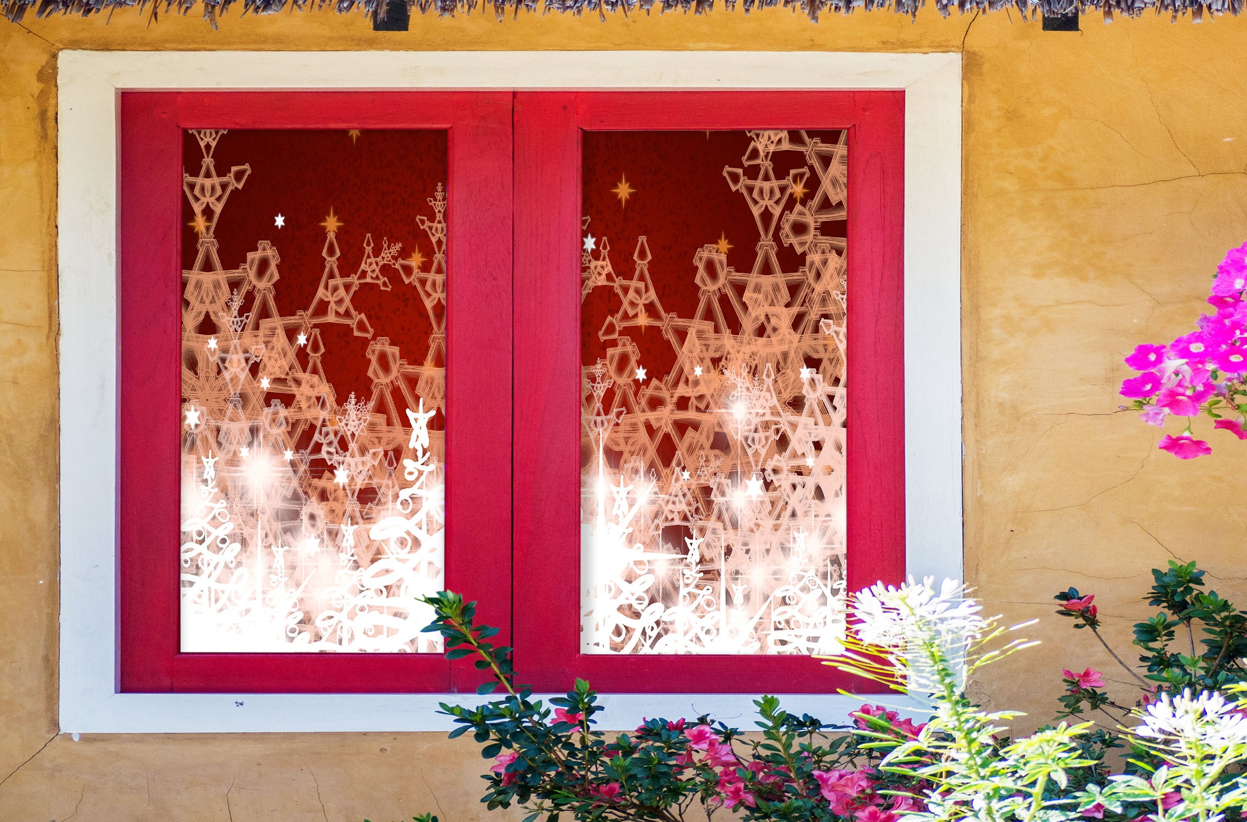 3D Snowflake 43029 Christmas Window Film Print Sticker Cling Stained Glass Xmas