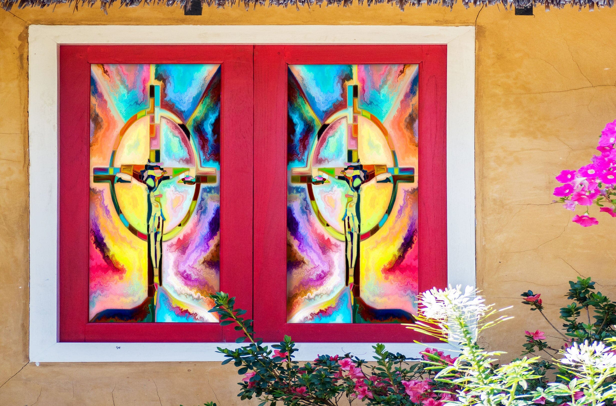 3D Golden Christianity 248 Window Film Print Sticker Cling Stained Glass UV Block Wallpaper AJ Wallpaper 2