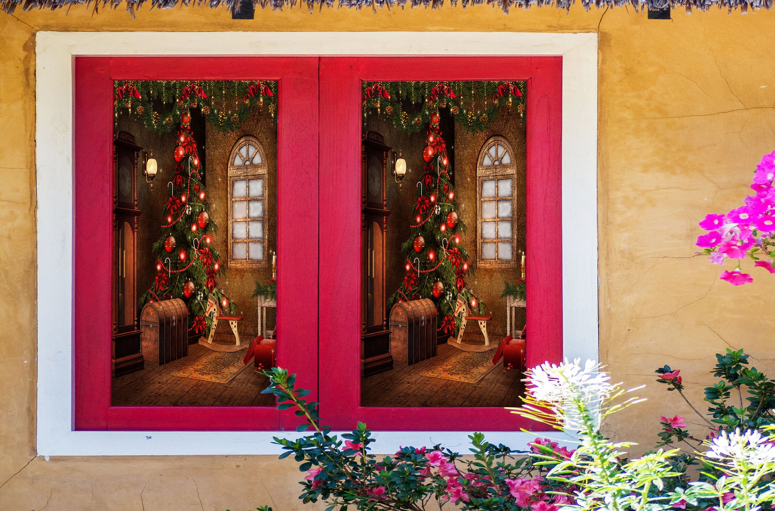 3D Christmas Tree 43076 Christmas Window Film Print Sticker Cling Stained Glass Xmas