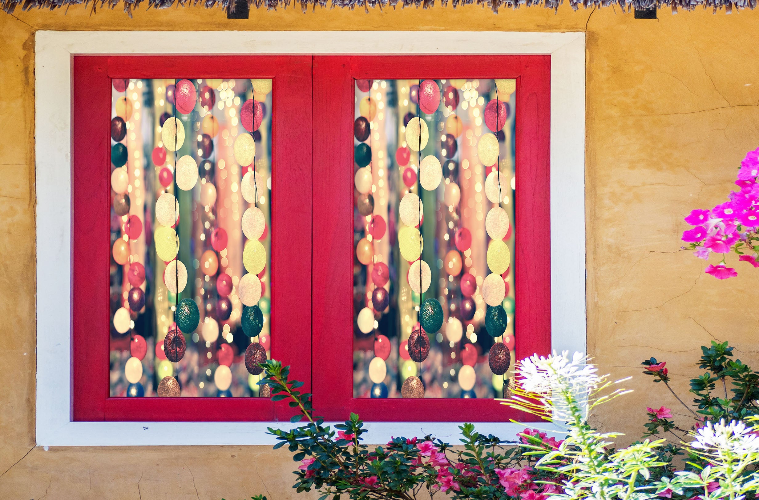 3D Color Light Ball 43086 Christmas Window Film Print Sticker Cling Stained Glass Xmas