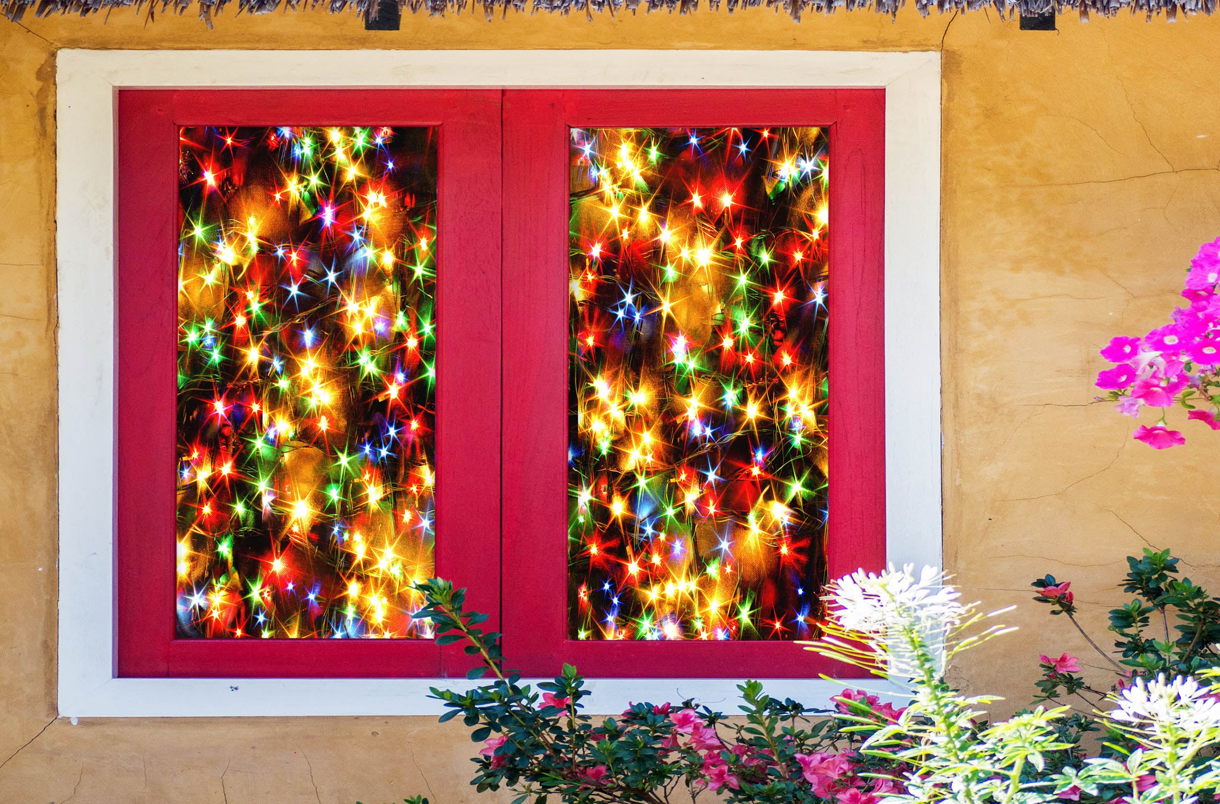 3D Colorful Lights 43079 Christmas Window Film Print Sticker Cling Stained Glass Xmas