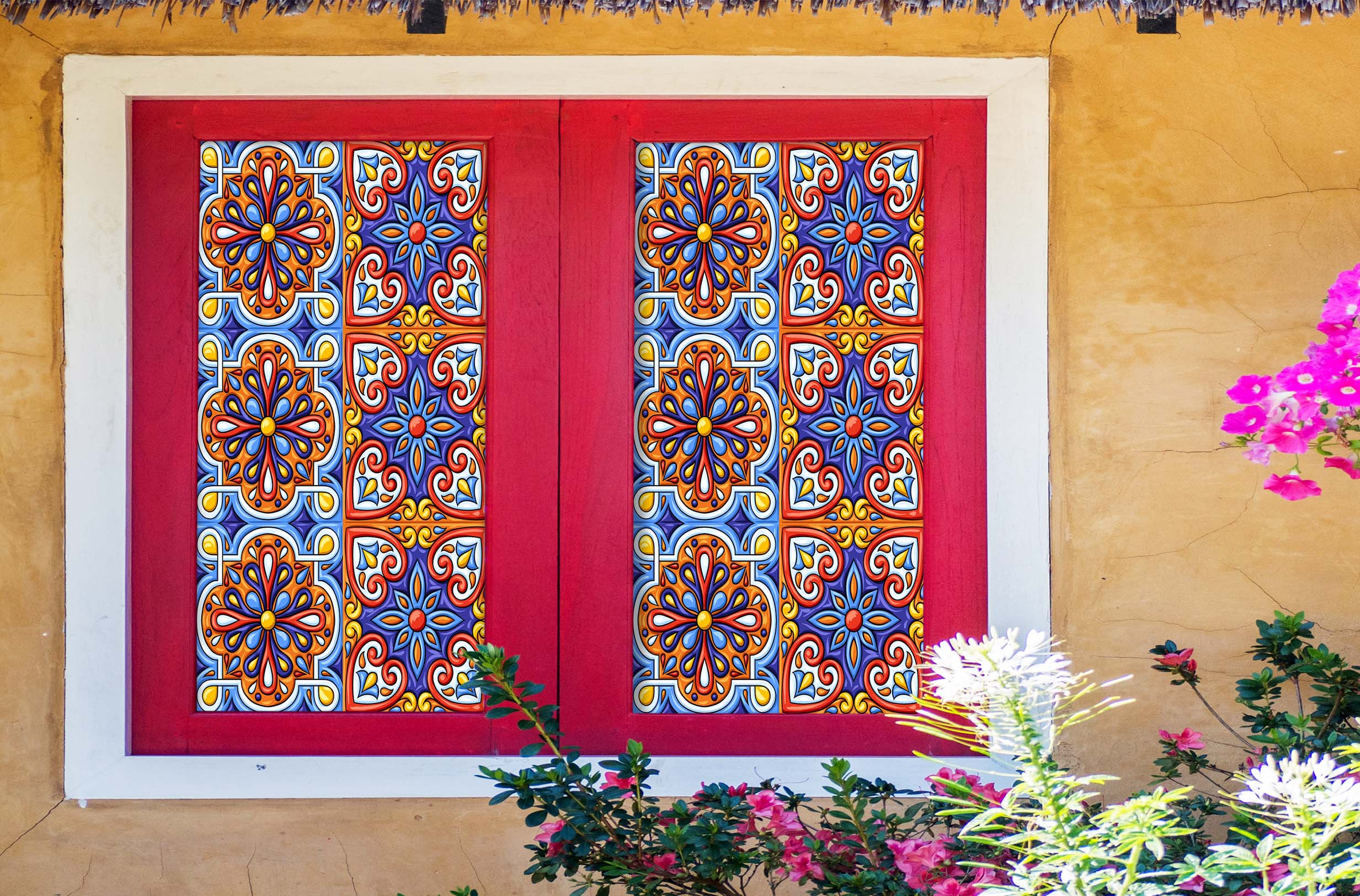 3D Lace Flower 100 Window Film Print Sticker Cling Stained Glass UV Block