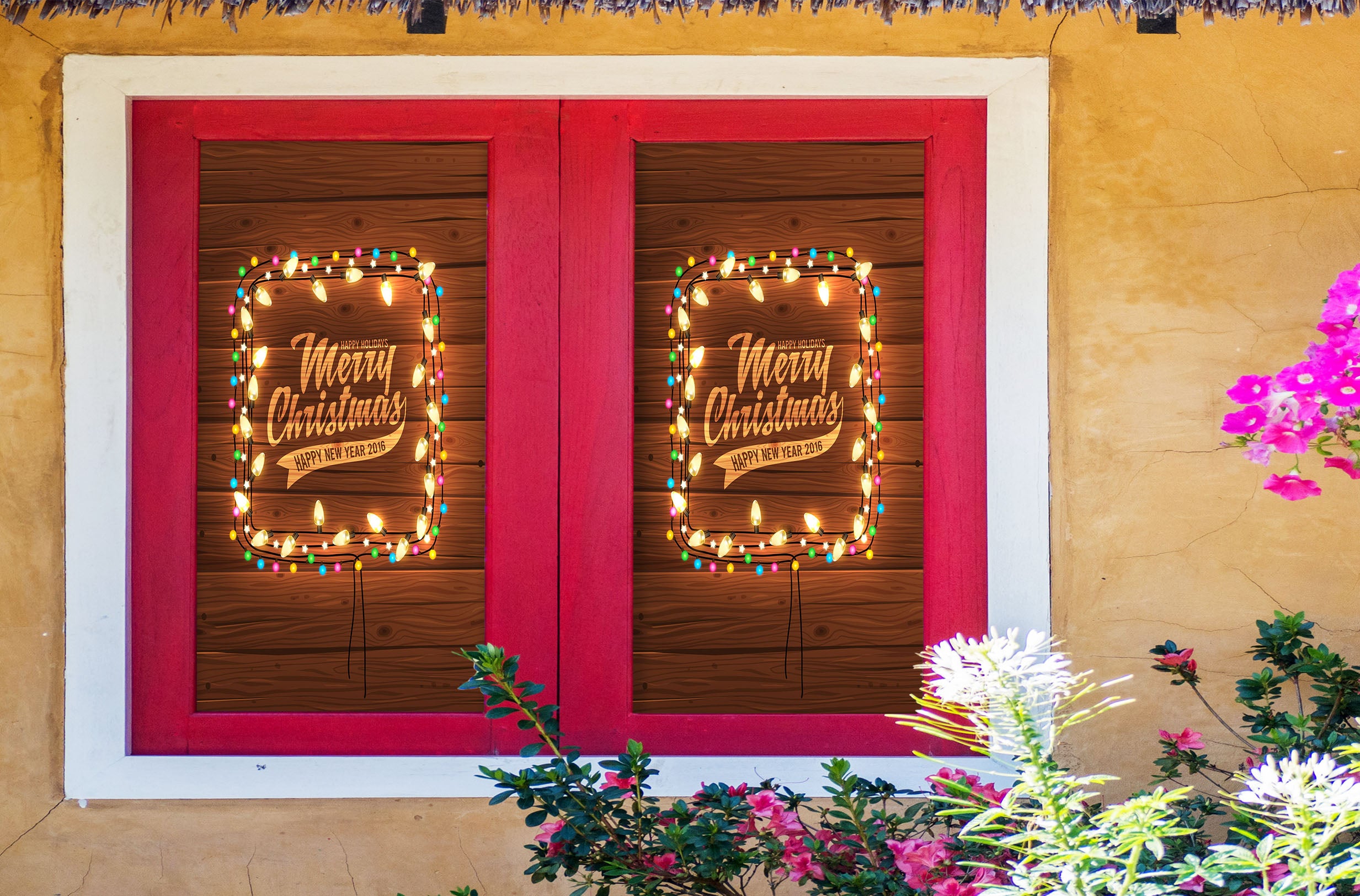 3D Christmas String Lights 42181 Christmas Window Film Print Sticker Cling Stained Glass Xmas