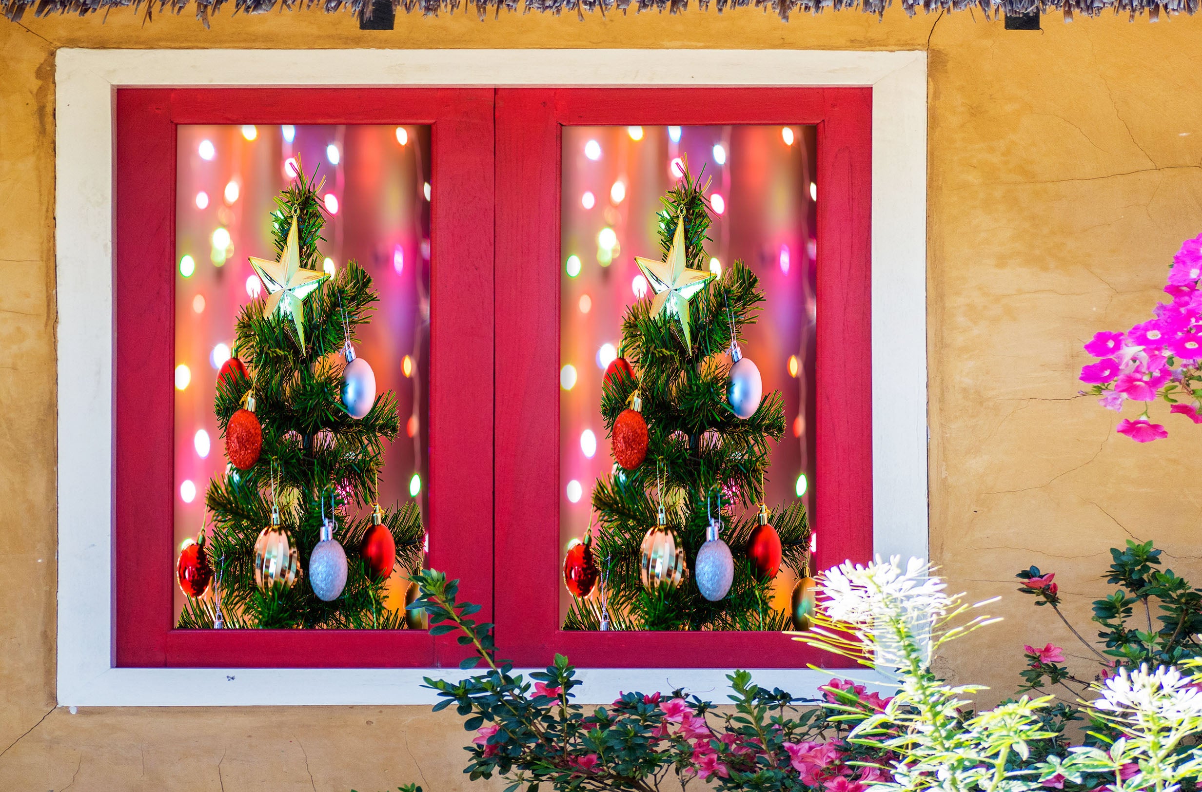 3D Christmas Tree 43151 Christmas Window Film Print Sticker Cling Stained Glass Xmas