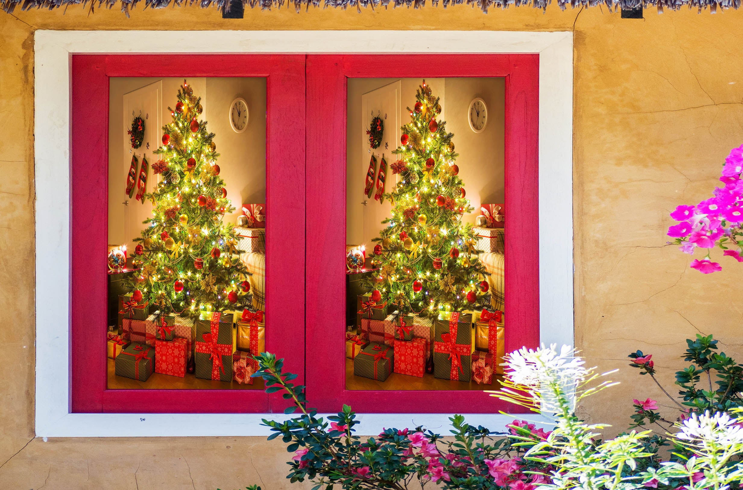 3D Christmas Tree Gift 43101 Christmas Window Film Print Sticker Cling Stained Glass Xmas
