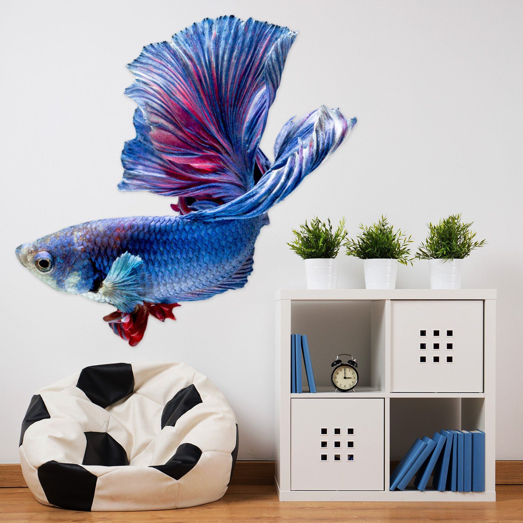 3D Blue Goldfish 037 Animals Wall Stickers Wallpaper AJ Wallpaper