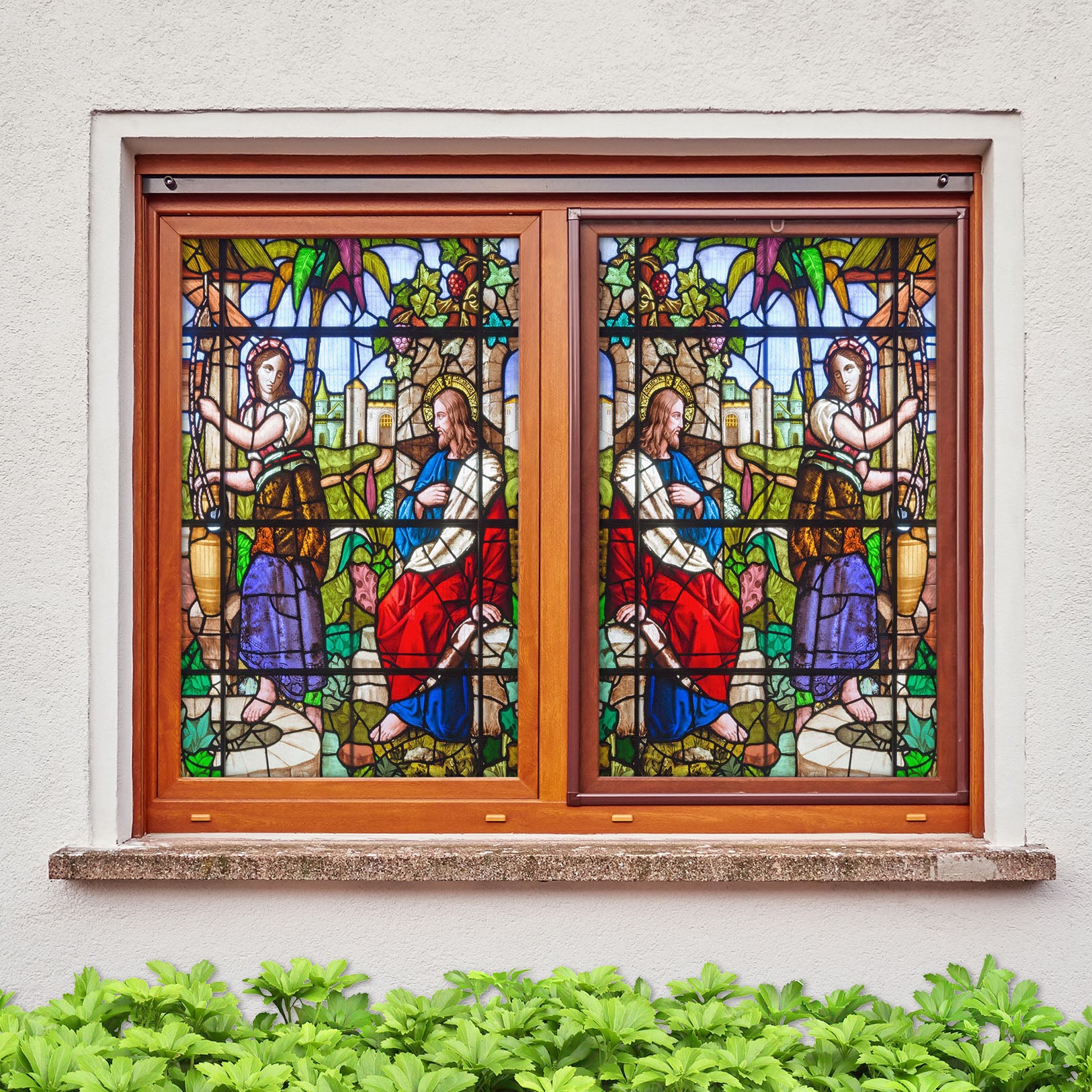 3D Female Believer 070 Window Film Print Sticker Cling Stained Glass UV Block