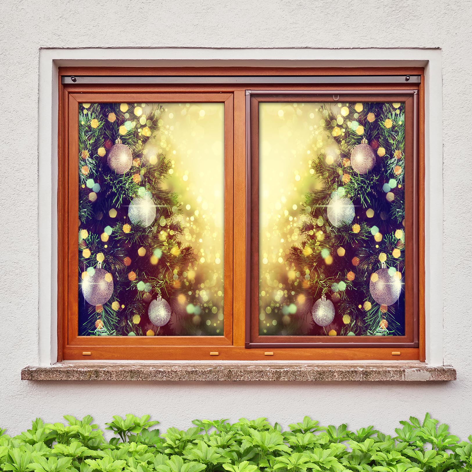 3D Christmas Tree Balls 42137 Christmas Window Film Print Sticker Cling Stained Glass Xmas