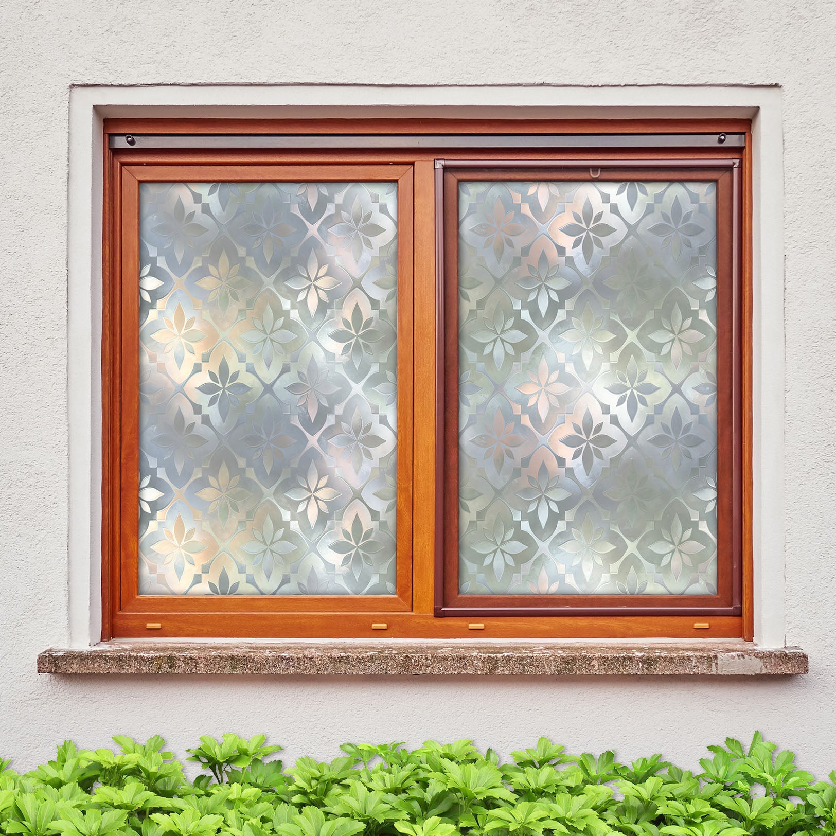 3D Silver Flower 180 Window Film Print Sticker Cling Stained Glass UV Block