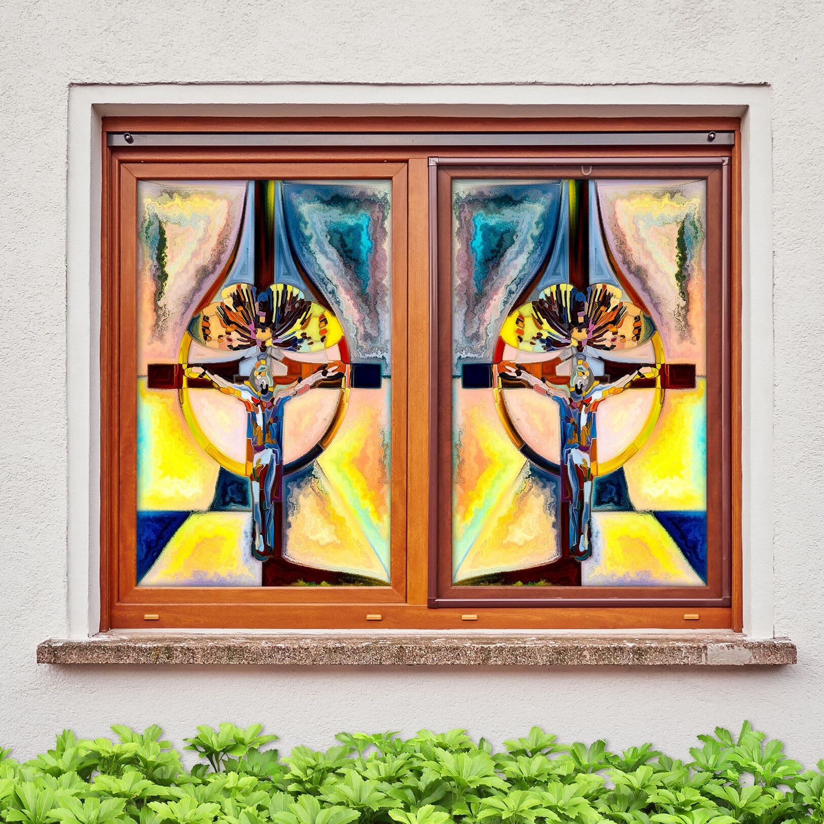 3D Cross Pattern 247 Window Film Print Sticker Cling Stained Glass UV Block Wallpaper AJ Wallpaper 2