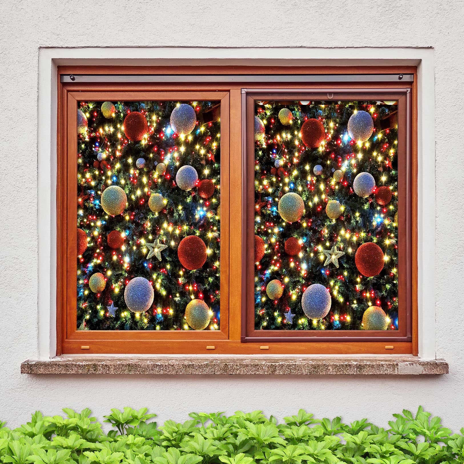 3D Colored Balls Lantern 42157 Christmas Window Film Print Sticker Cling Stained Glass Xmas