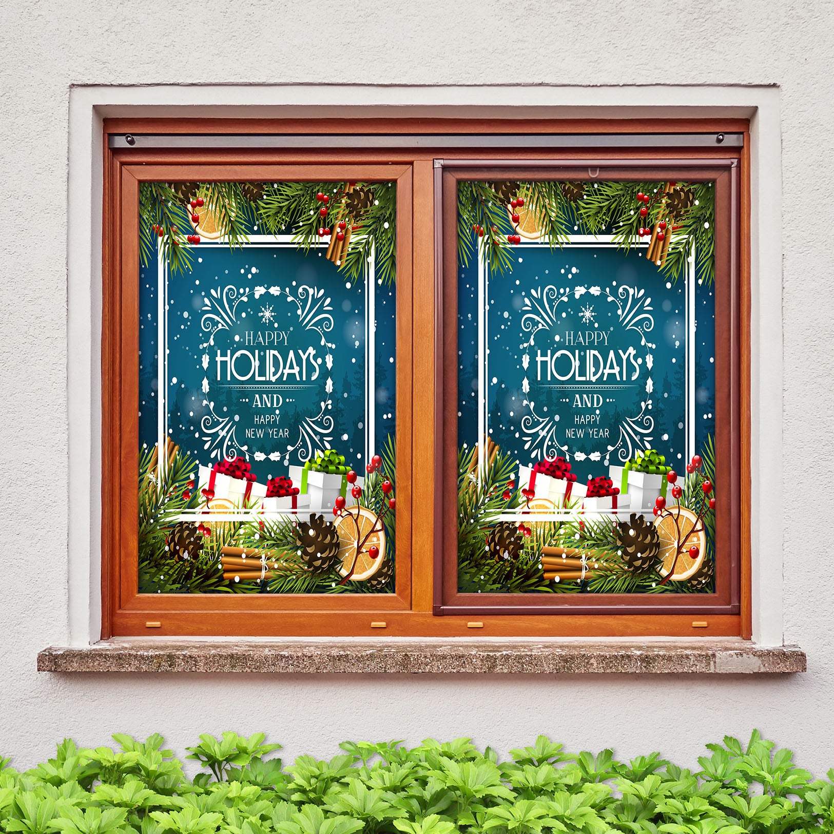 3D Merry Christmas Gift 43113 Christmas Window Film Print Sticker Cling Stained Glass Xmas