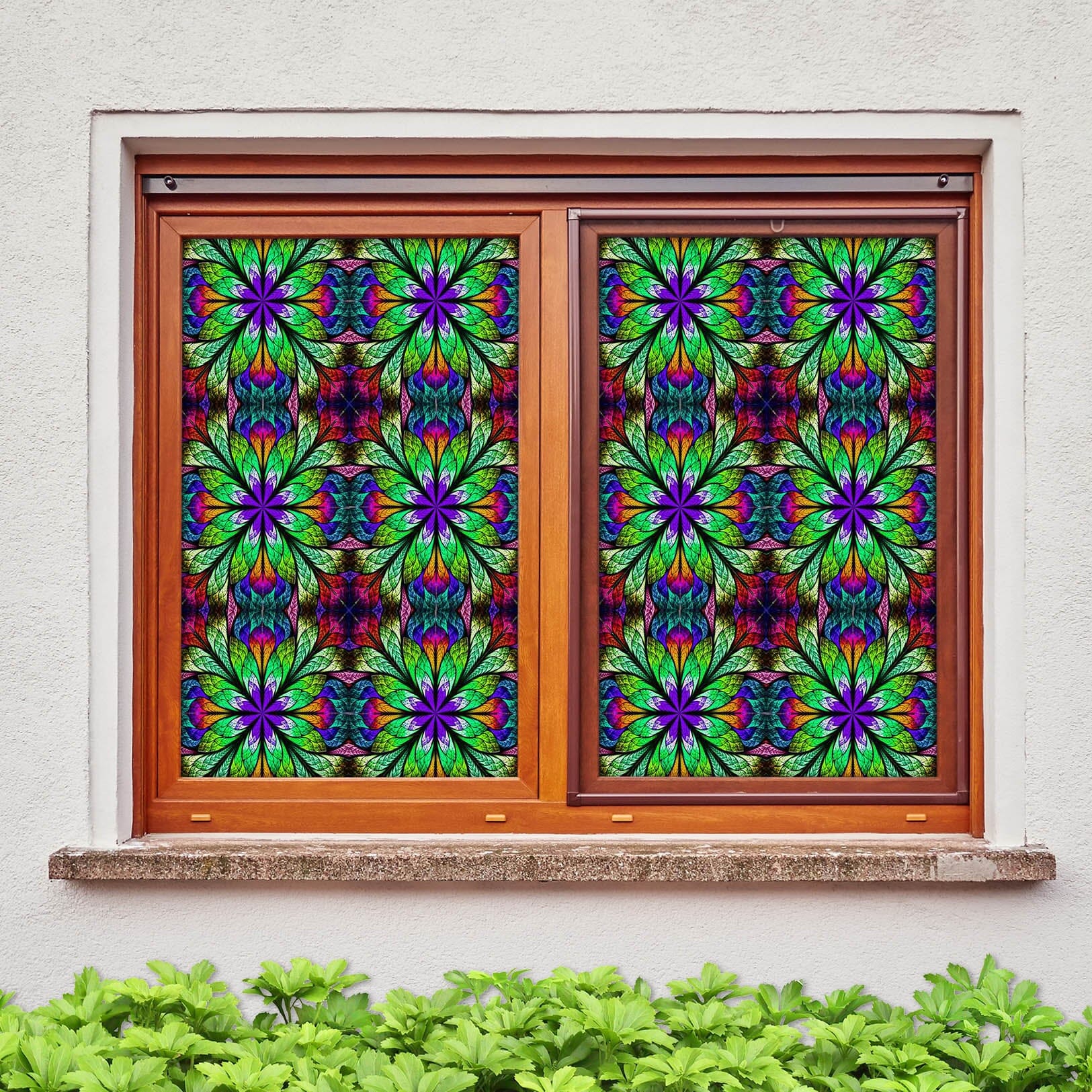 3D Green Blooming Flower 282 Window Film Print Sticker Cling Stained Glass UV Block Wallpaper AJ Wallpaper 2