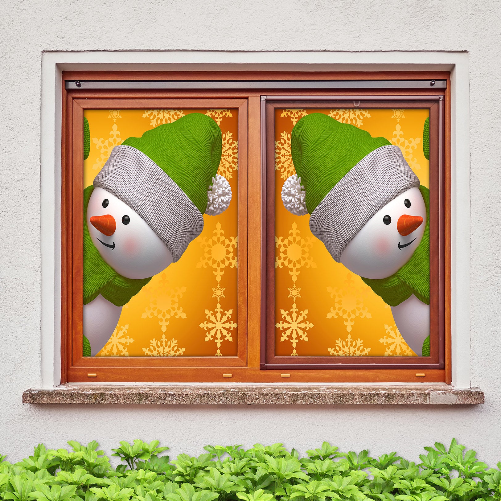 3D Snowman Snowflake 43083 Christmas Window Film Print Sticker Cling Stained Glass Xmas