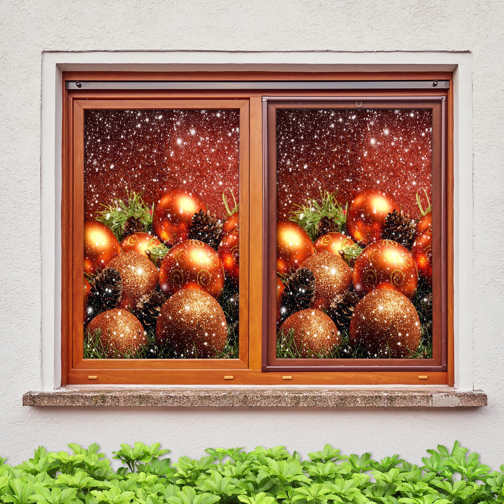 3D Golden Ball 43077 Christmas Window Film Print Sticker Cling Stained Glass Xmas
