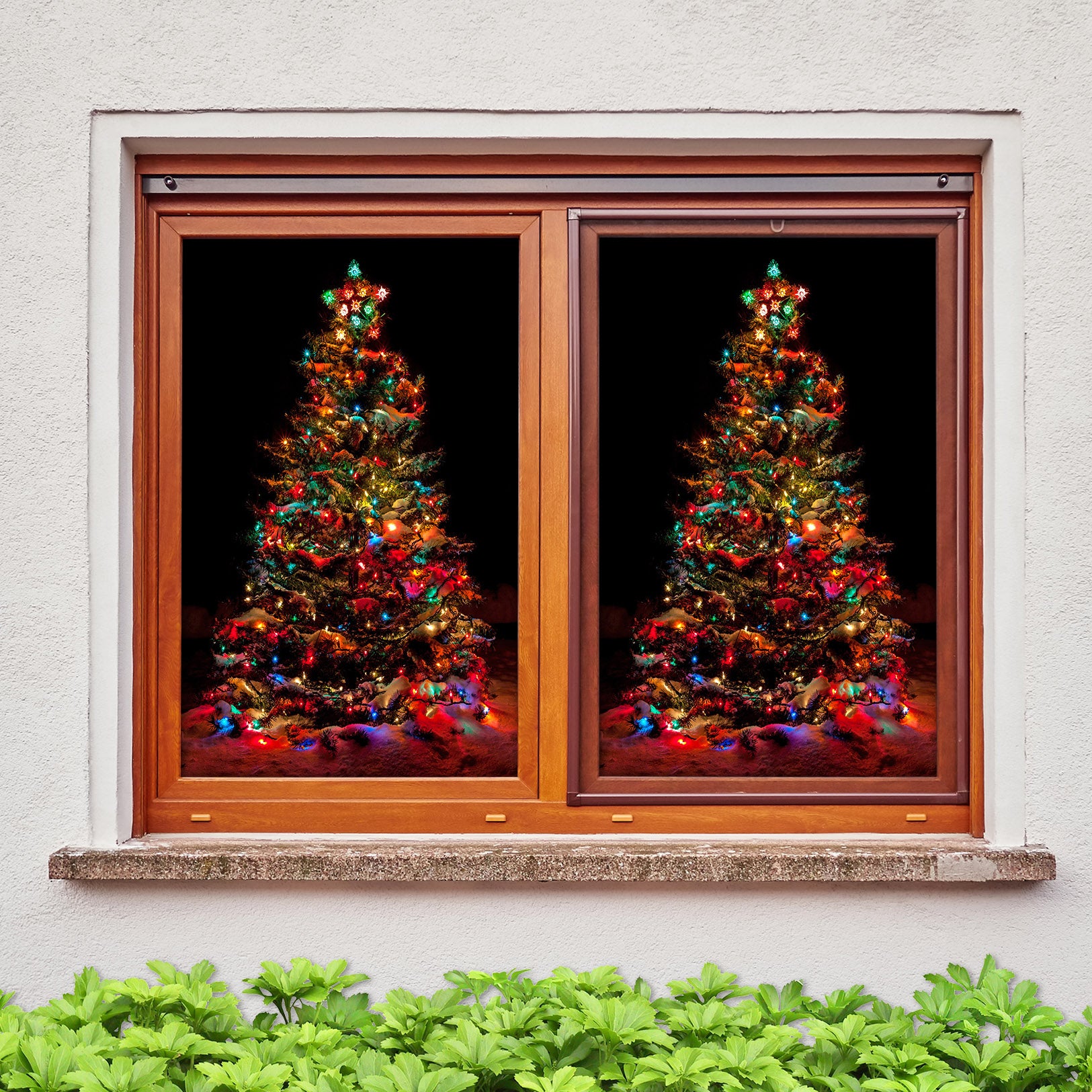 3D Christmas Tree 43087 Christmas Window Film Print Sticker Cling Stained Glass Xmas