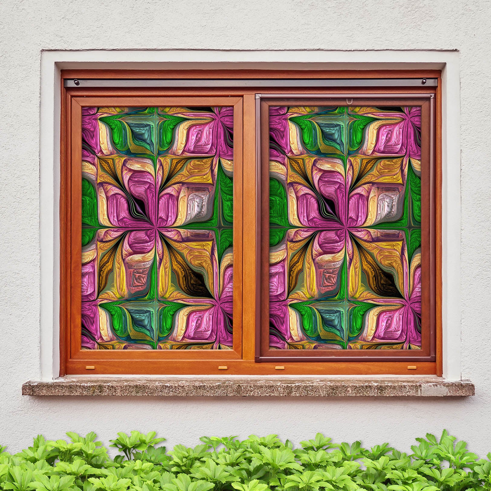 3D Petal Shape 208 Window Film Print Sticker Cling Stained Glass UV Block