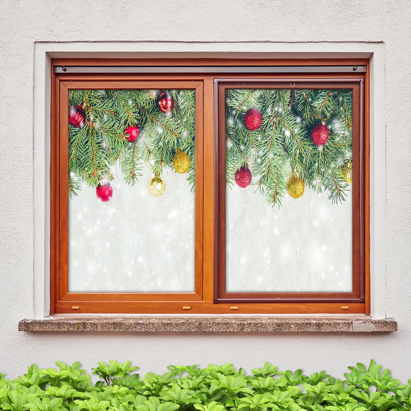 3D Christmas Tree Branches 43129 Christmas Window Film Print Sticker Cling Stained Glass Xmas