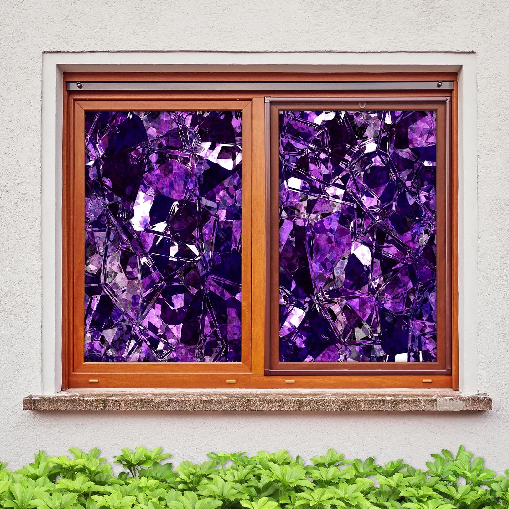 3D Purple Crystal 331 Window Film Print Sticker Cling Stained Glass UV Block Wallpaper AJ Wallpaper 2