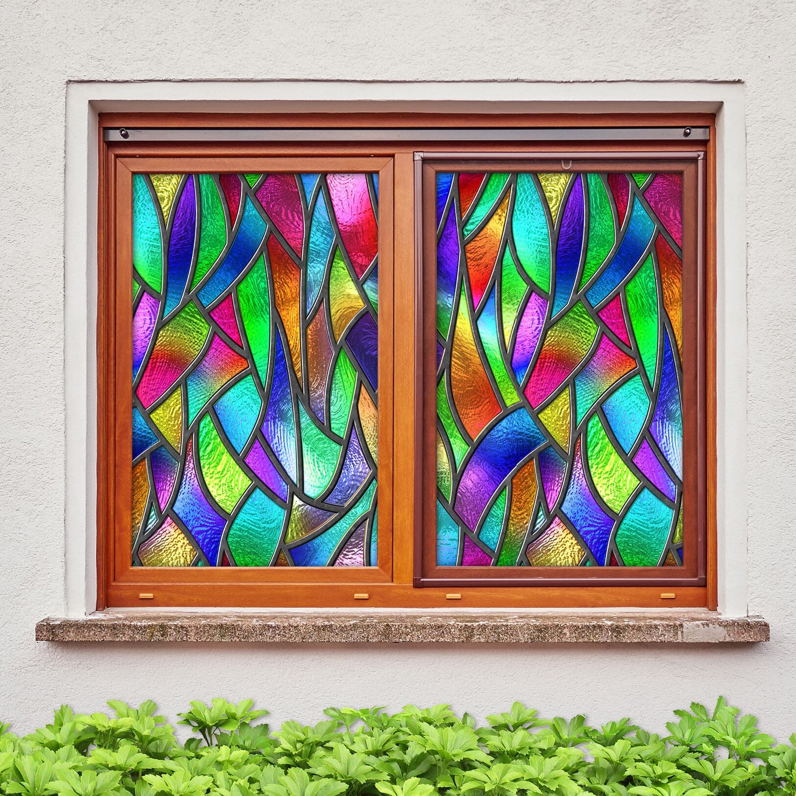 3D Green Triangle 224 Window Film Print Sticker Cling Stained Glass UV Block Wallpaper AJ Wallpaper 2
