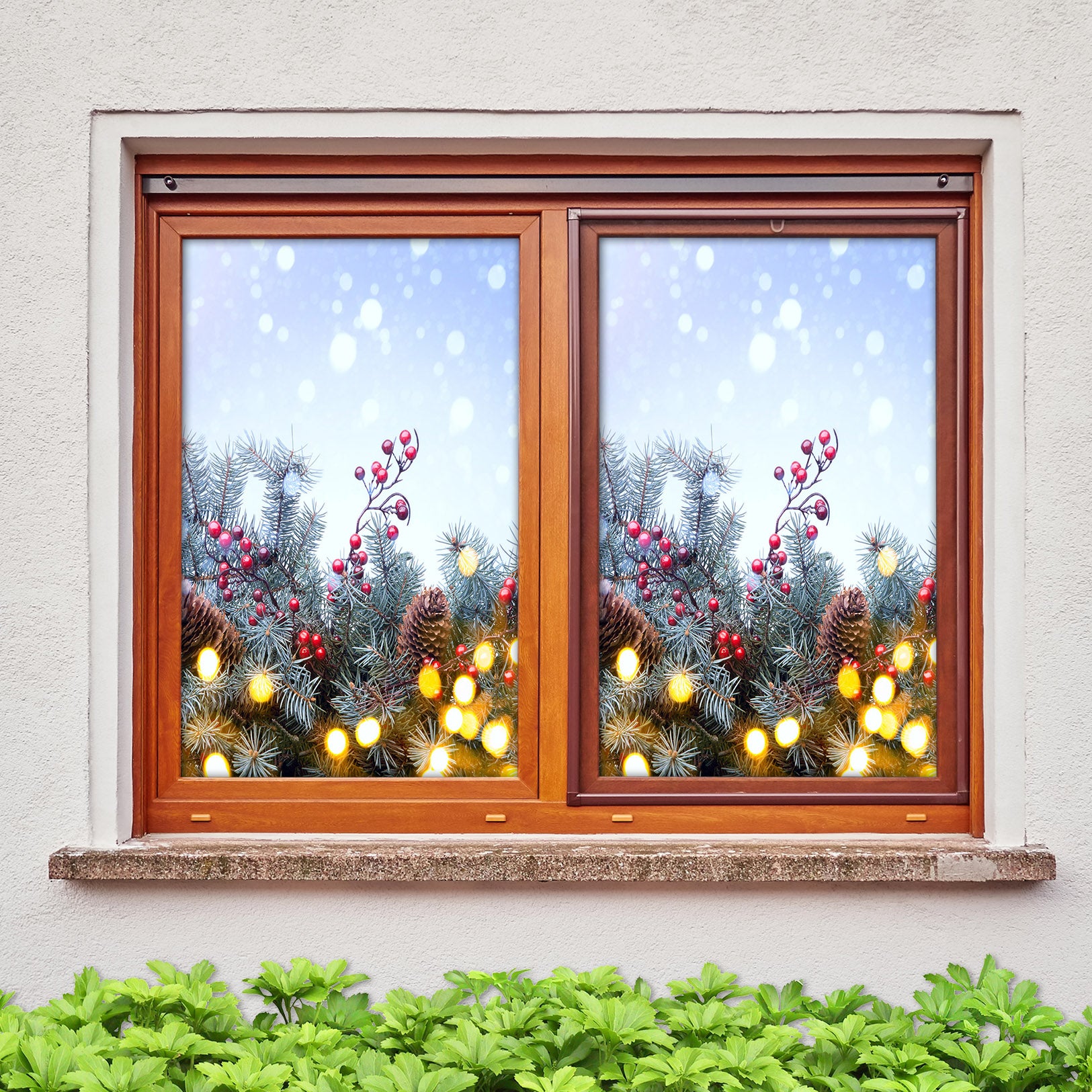 3D Christmas Tree Branches 43092 Christmas Window Film Print Sticker Cling Stained Glass Xmas