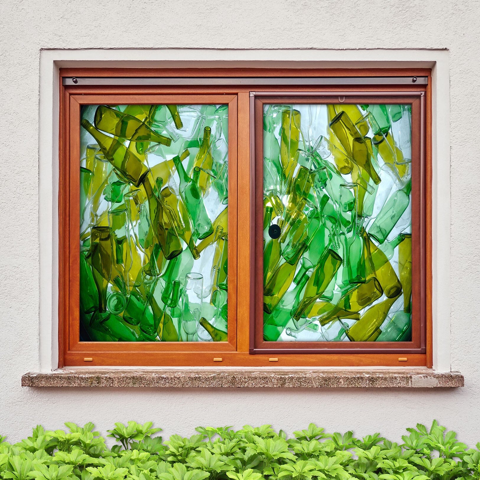3D Green Wine Bottle 180 Window Film Print Sticker Cling Stained Glass UV Block Wallpaper AJ Wallpaper 2